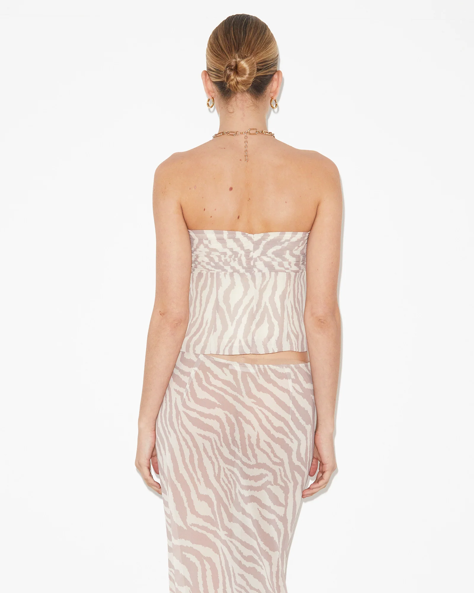 Cassie Ruched Corset Top in Beige - Image 2