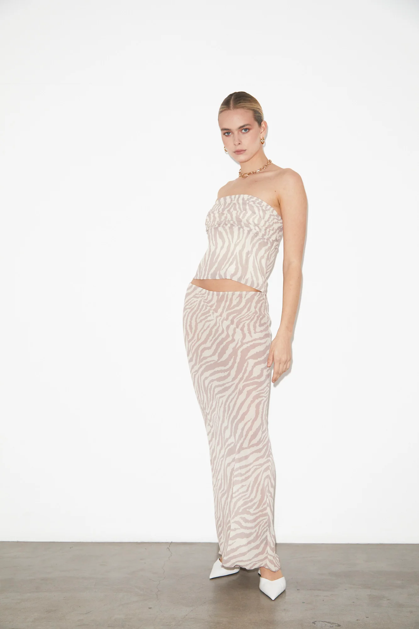 Cassie Ruched Corset Top in Beige - Image 4