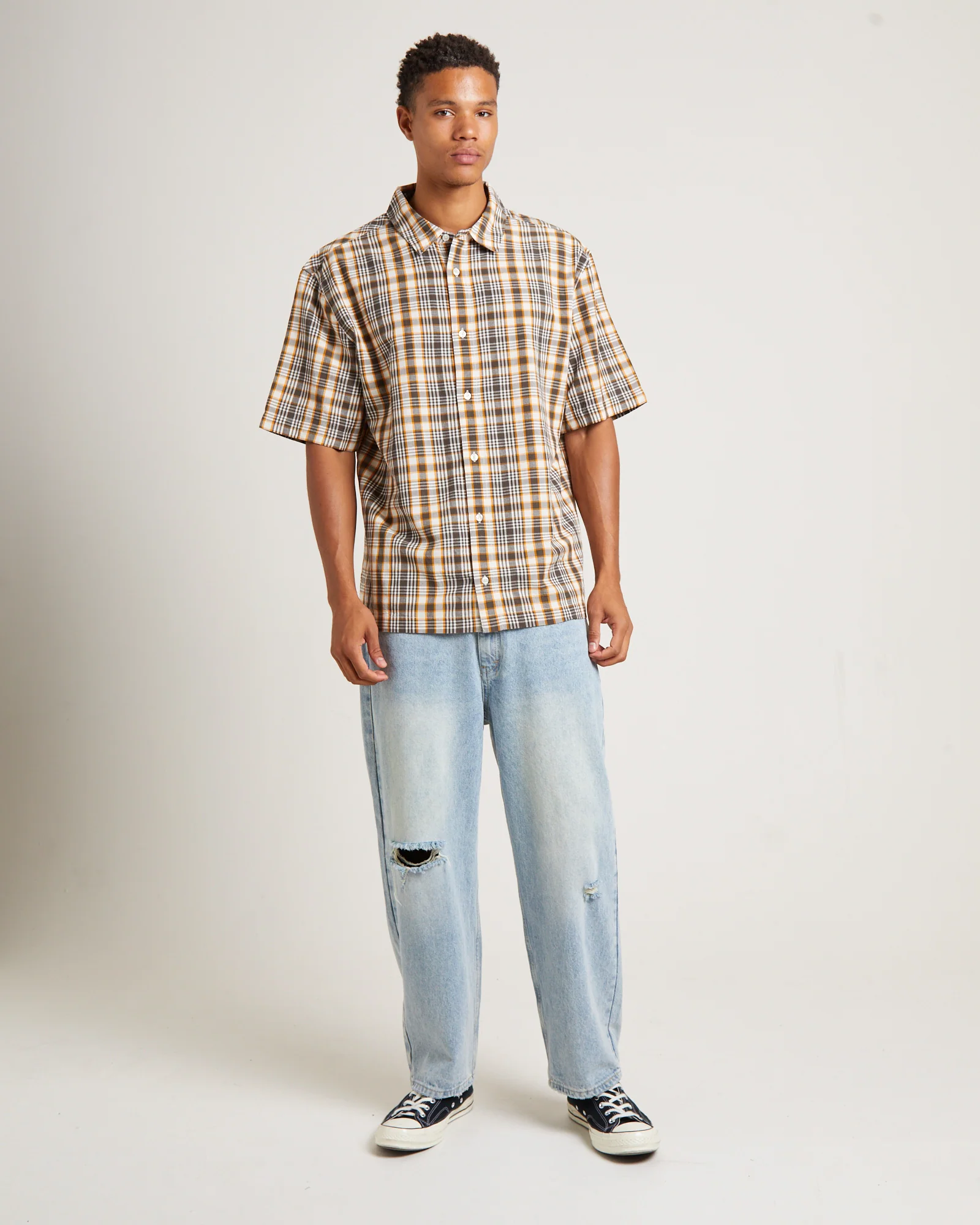 Check Out Recycled Short Sleeve Shirt in Moonbeam Check - Image 3