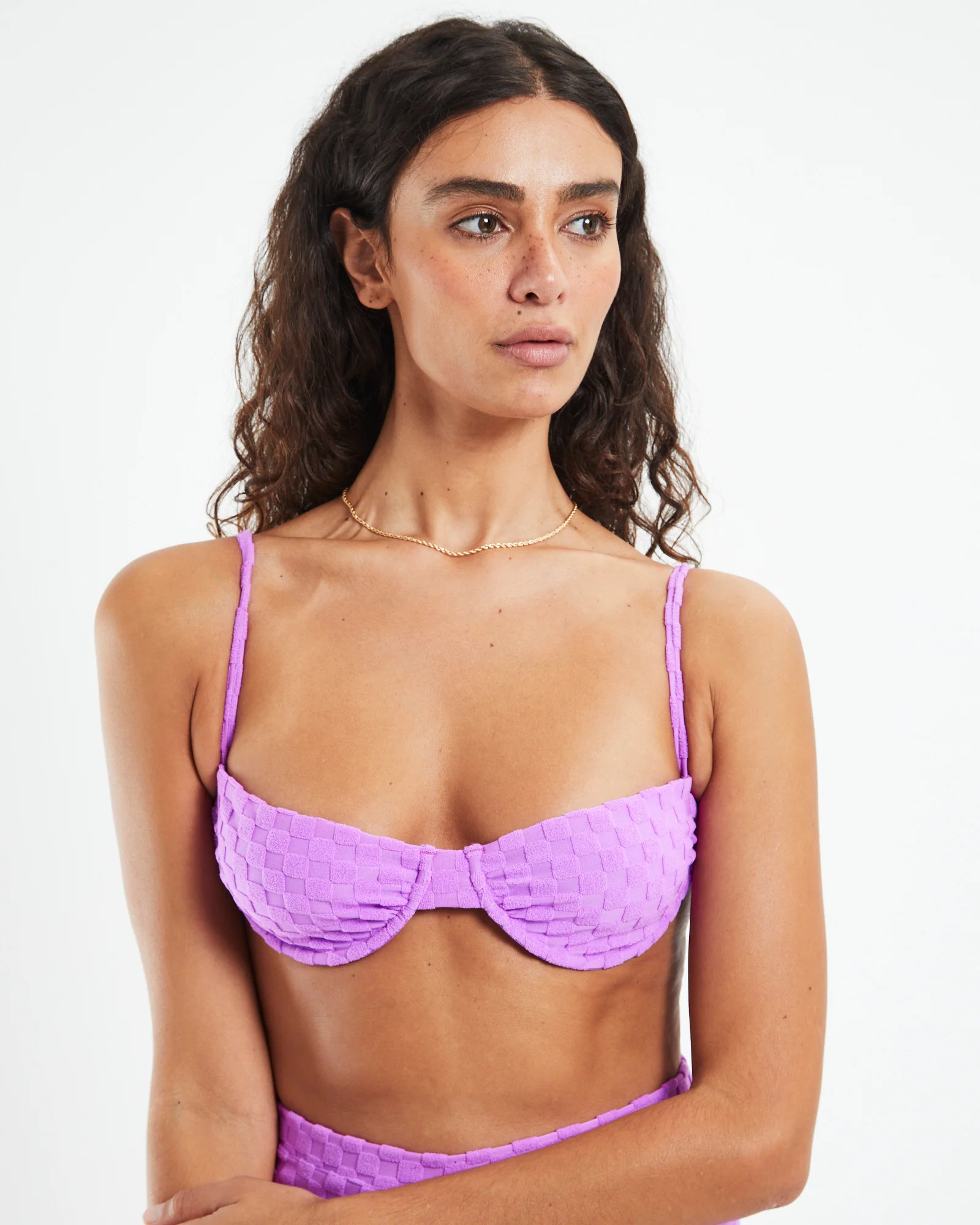 Checkerboard Underwire Bikini Top Purple - Image 6