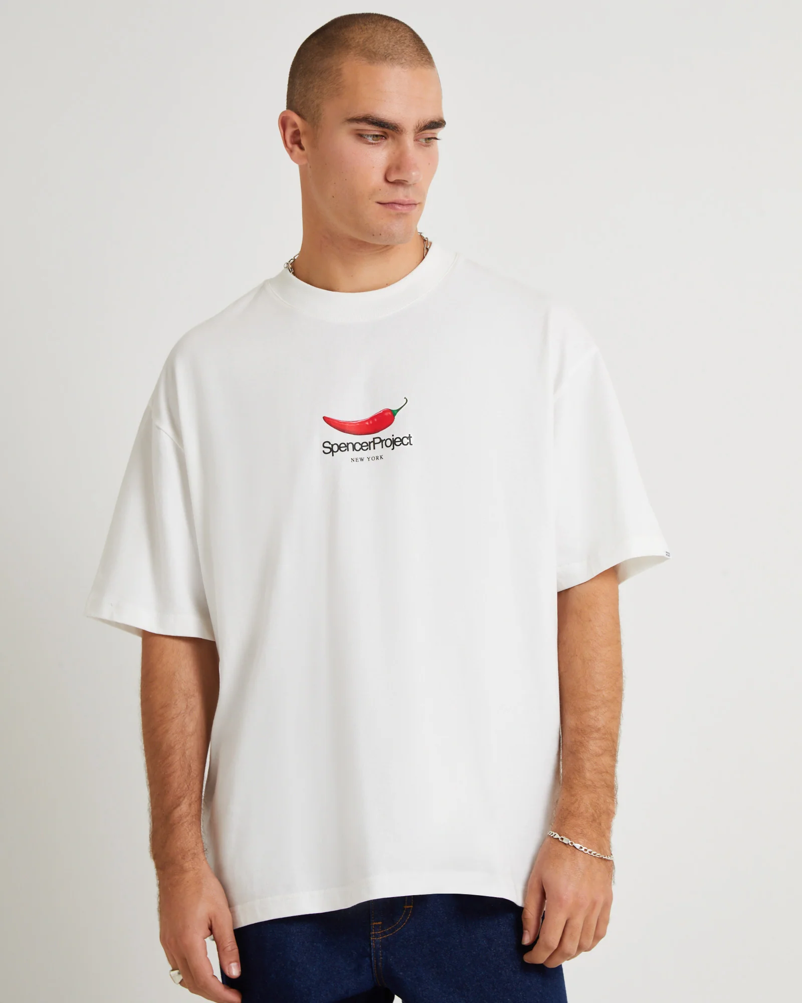 Chillies Short Sleeve T-Shirt in White - Image 5