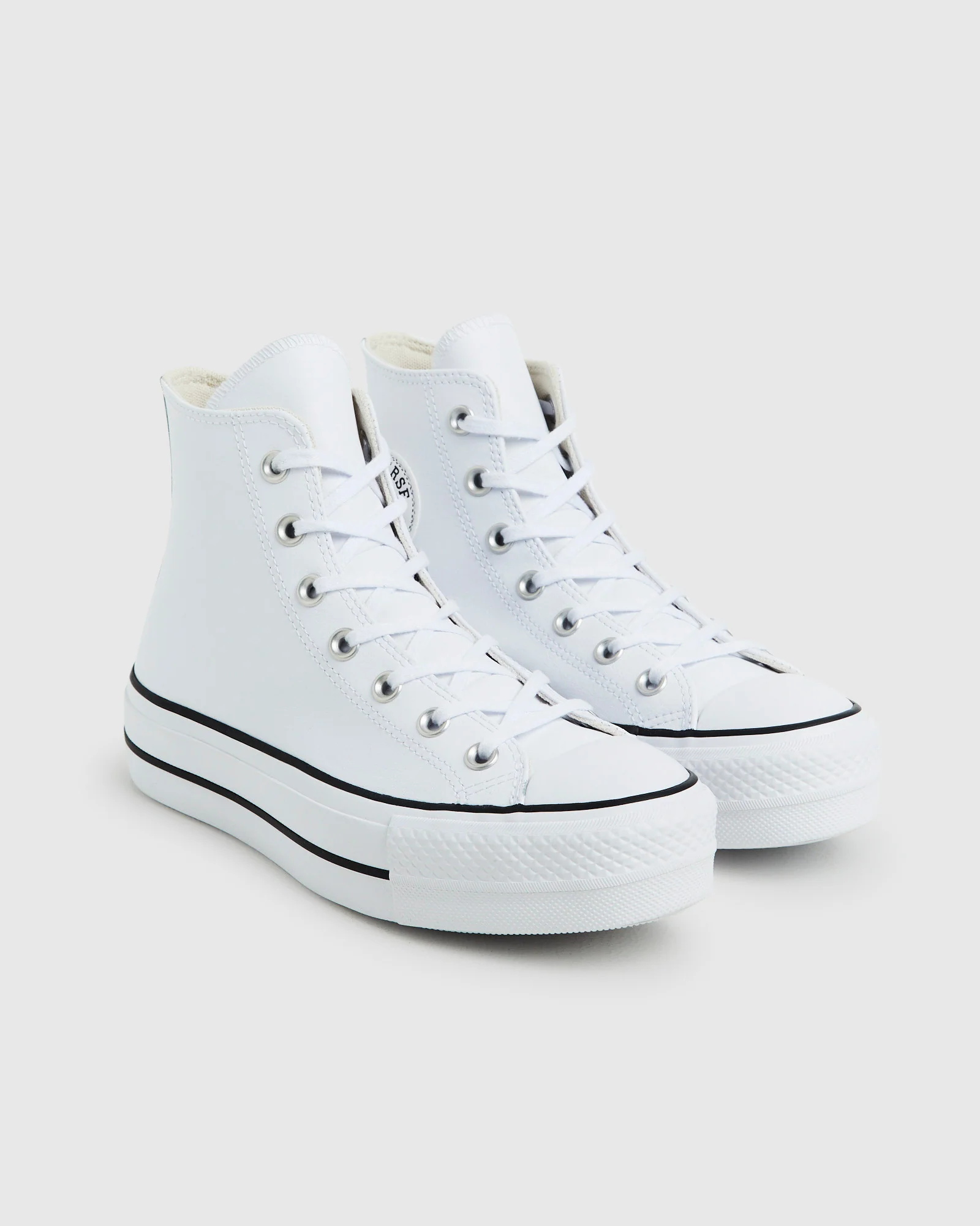 Chuck Taylor All Star Leather Platform Hi Top Sneakers White - Image 3