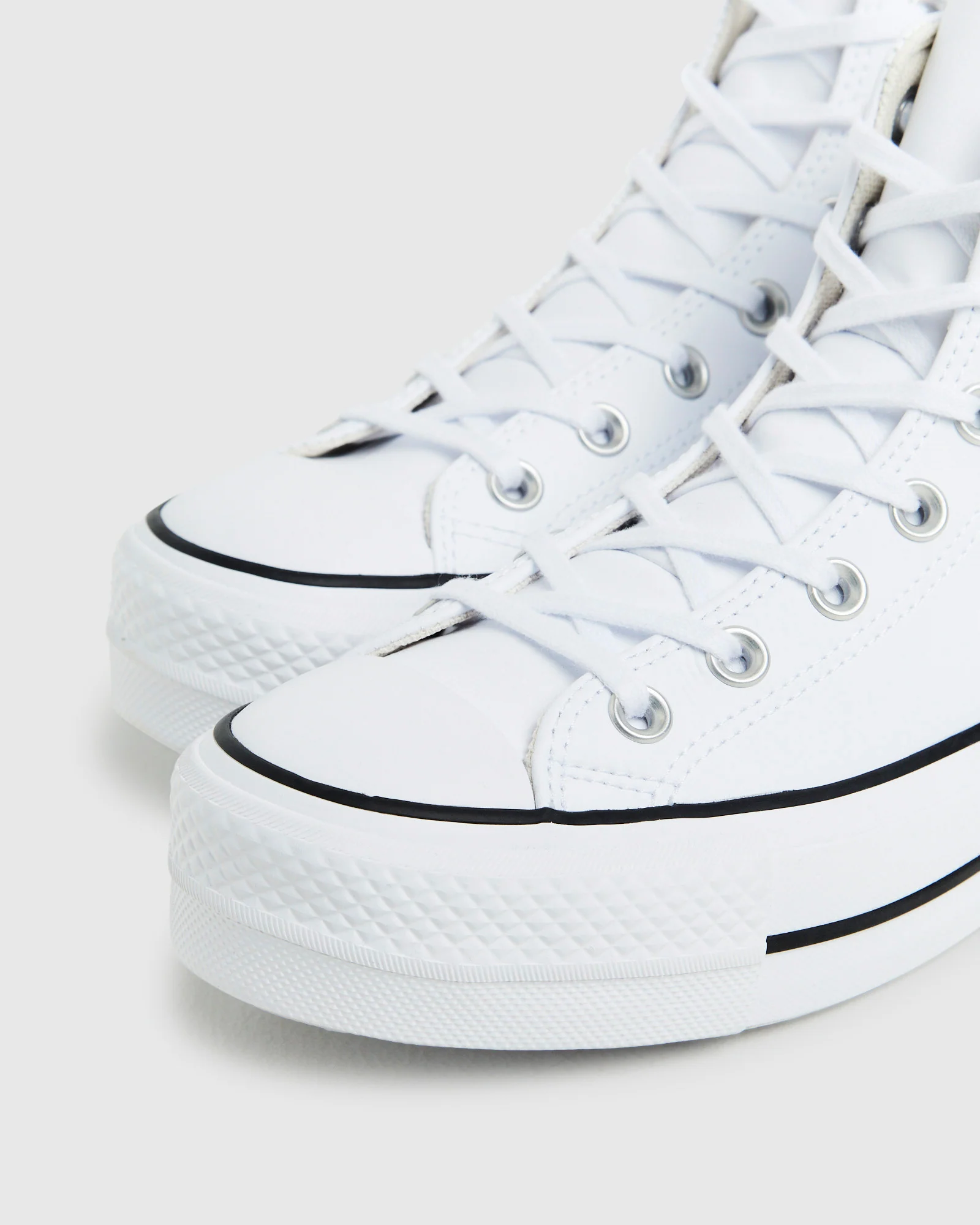 Chuck Taylor All Star Leather Platform Hi Top Sneakers White - Image 4