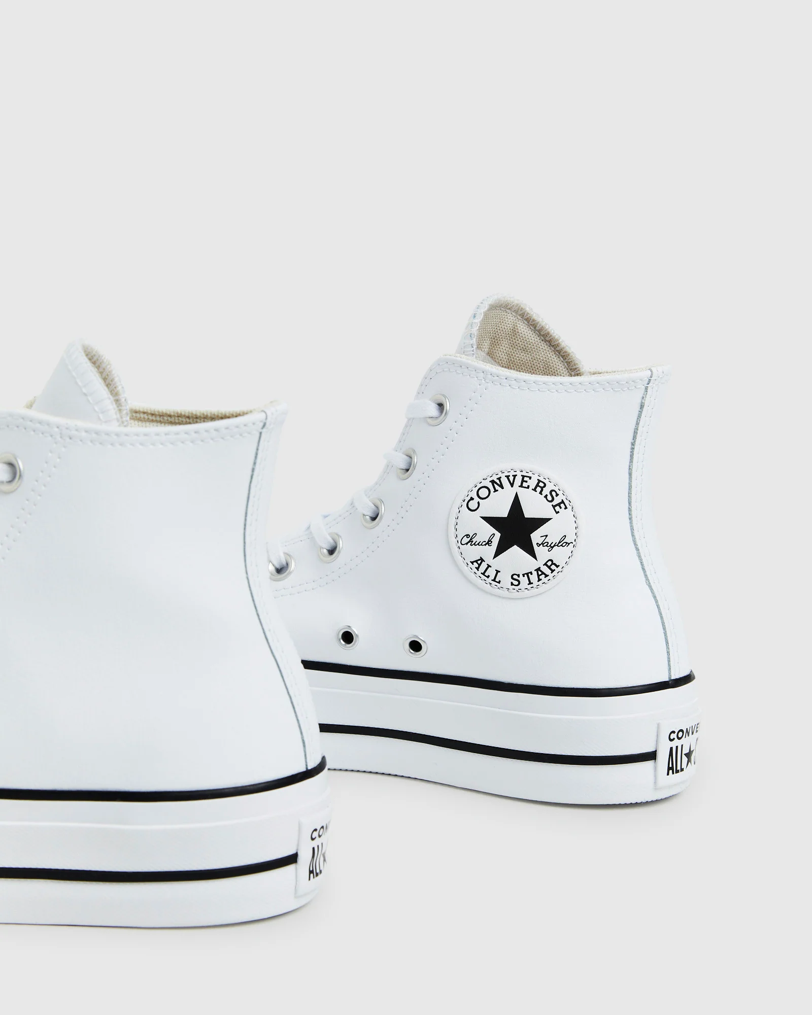 Chuck Taylor All Star Leather Platform Hi Top Sneakers White - Image 5