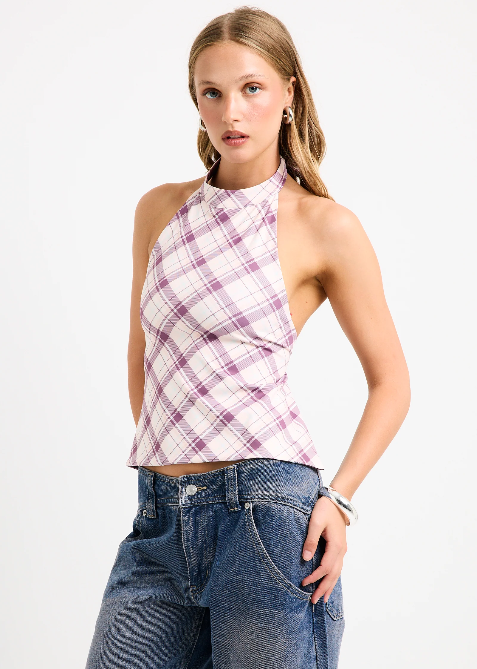 Clover Check Backless Top - Image 6