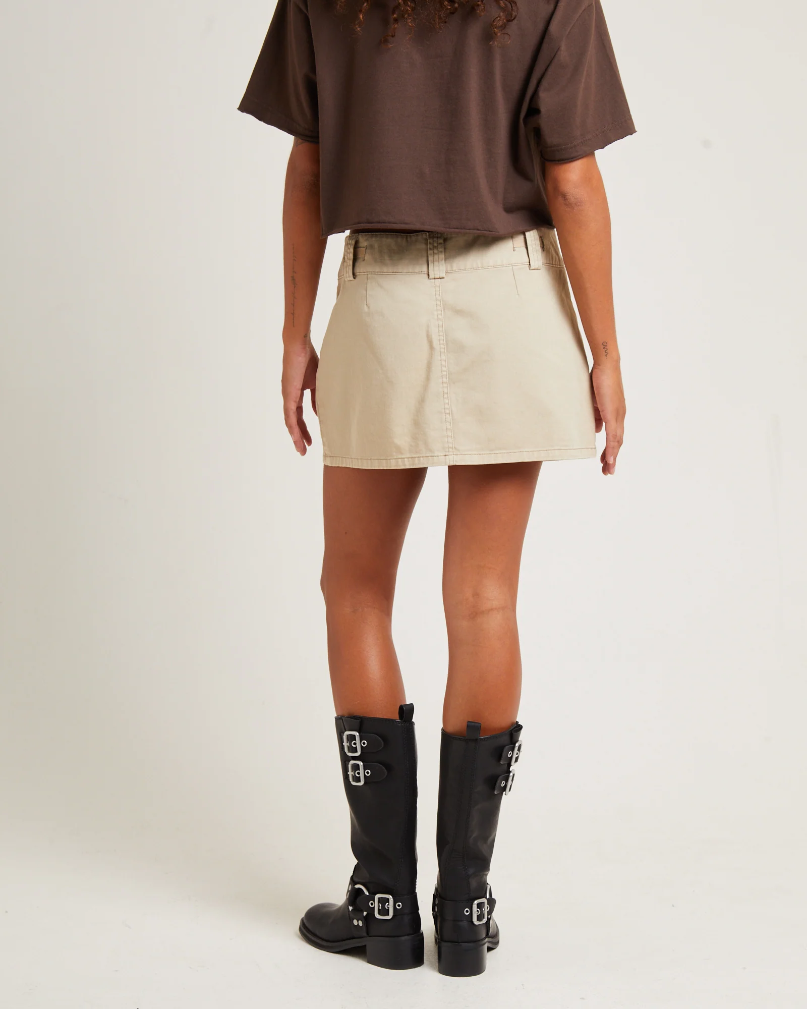 Codie Mid Rise Cargo Skirt Stone - Image 2