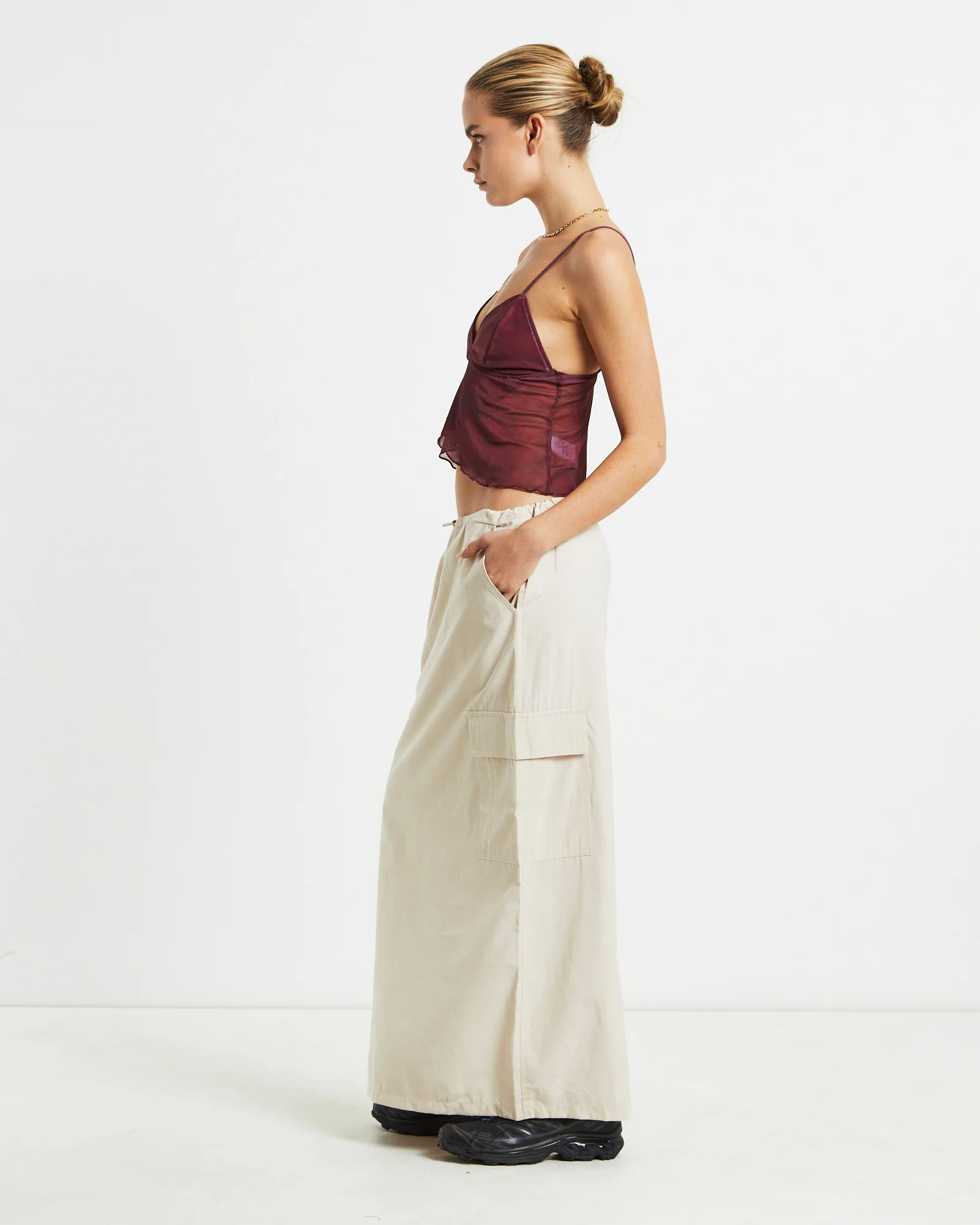 Cojira Mesh Top Tonal Paisley Burgundy - Image 4