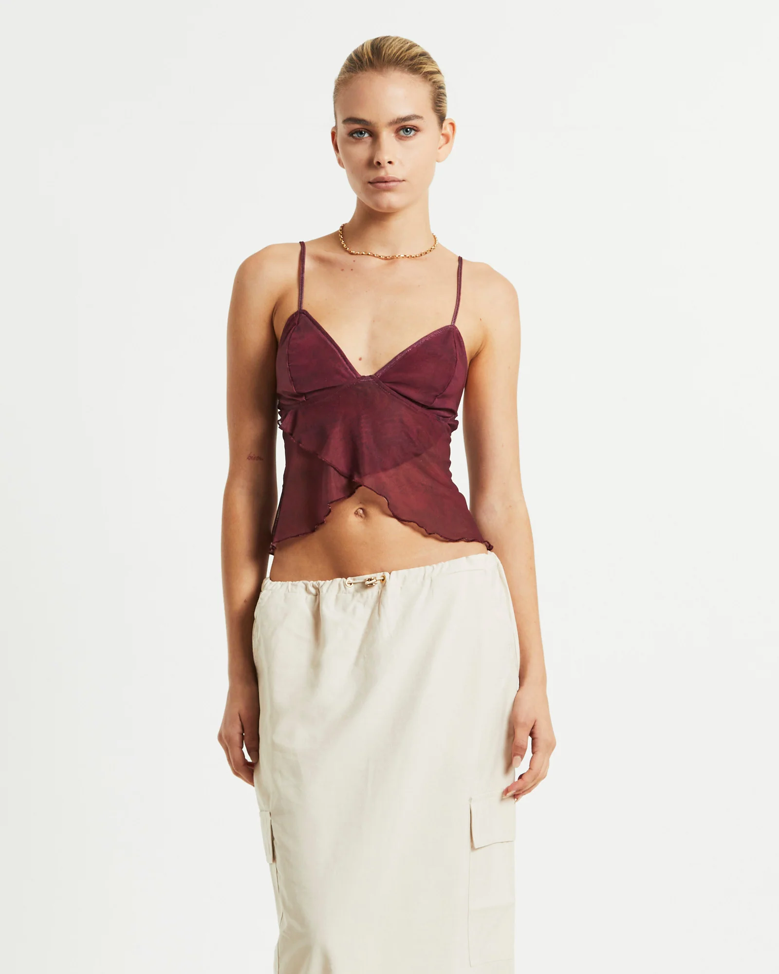 Cojira Mesh Top Tonal Paisley Burgundy - Image 5