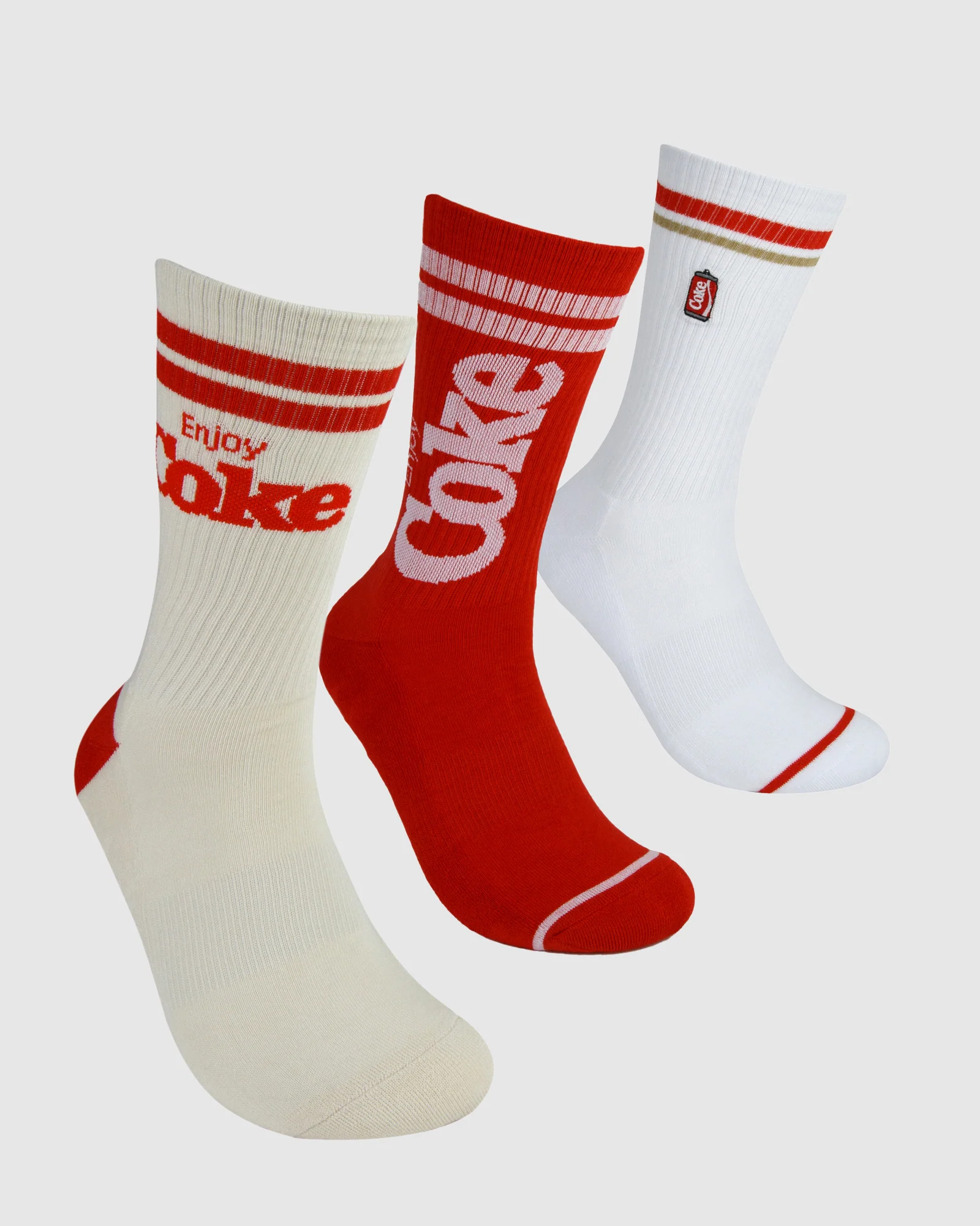 Coke Retro Sneaker Socks 3 Pack Gift Can - Image 3