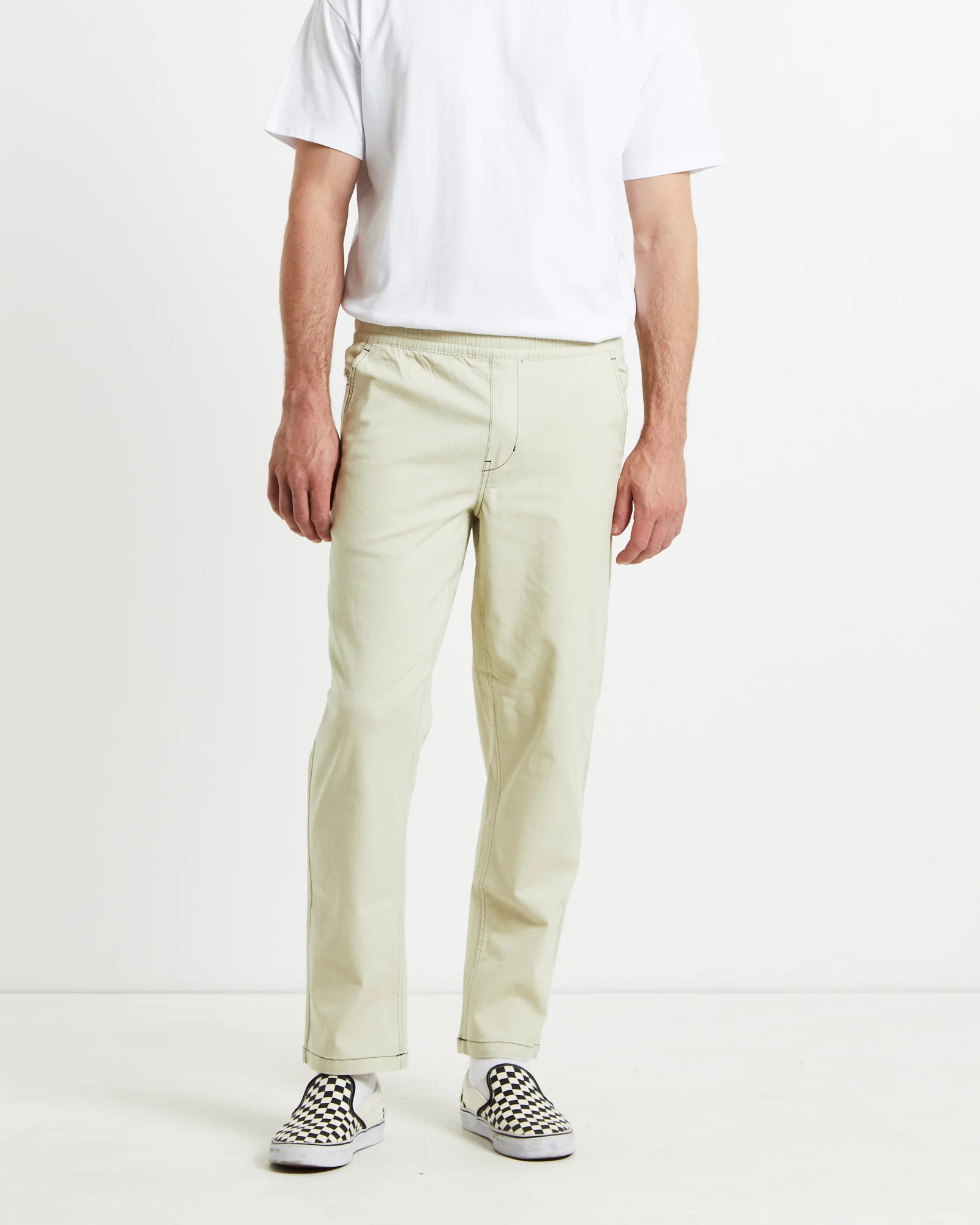Contrast Stitch Pants Cream - Image 5