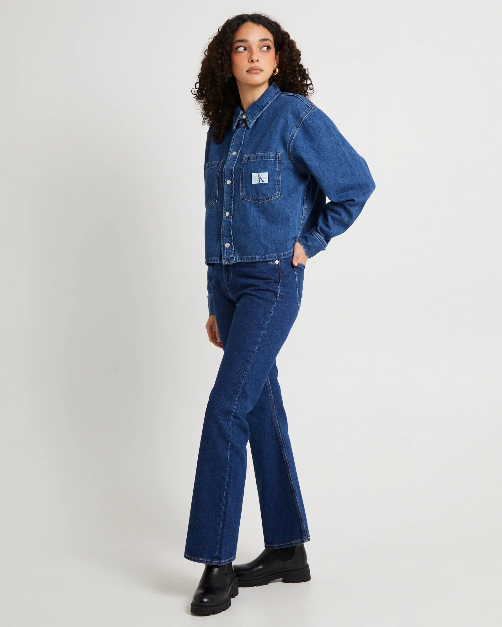 Cropped Dad Denim Shirt - Image 4