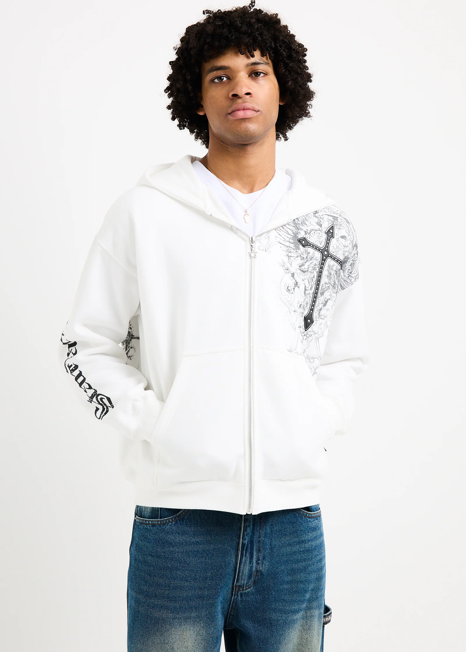 Crucifix Zip Hoodie - Image 4