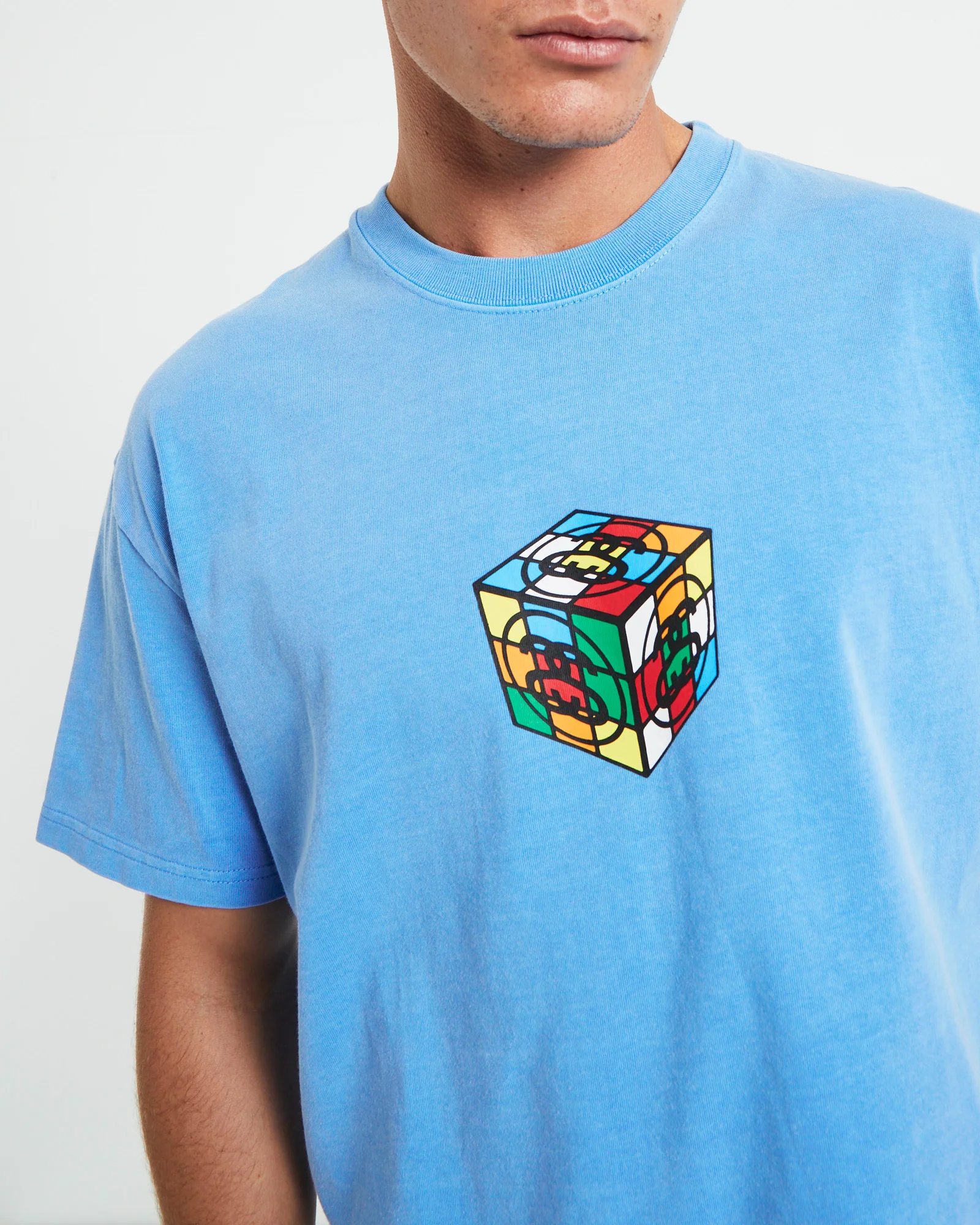 Cube Heavyweight Short Sleeve T-Shirt in Blue - Image 6