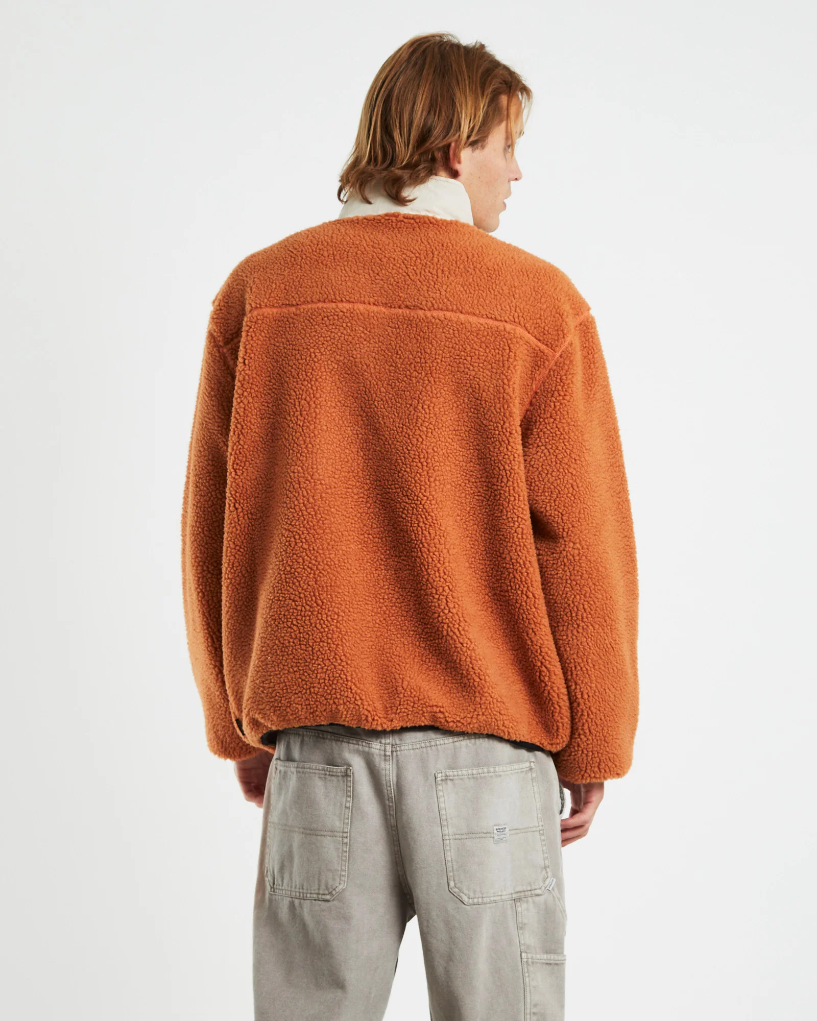 Cultures 1/4 Sherpa Jumper Rust Orange - Image 2