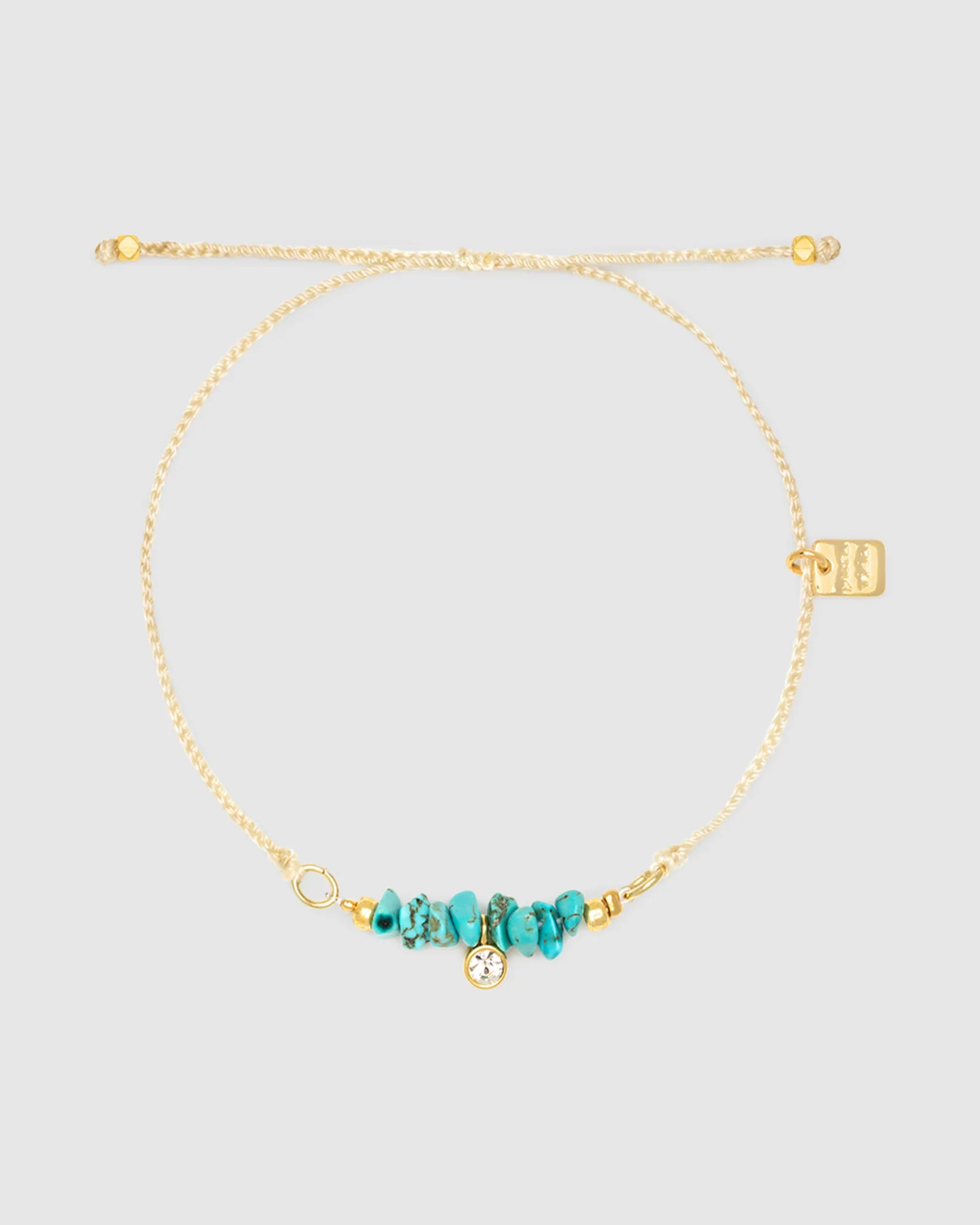 Dainty Turquoise Bead Charm Bracelet - Image 2