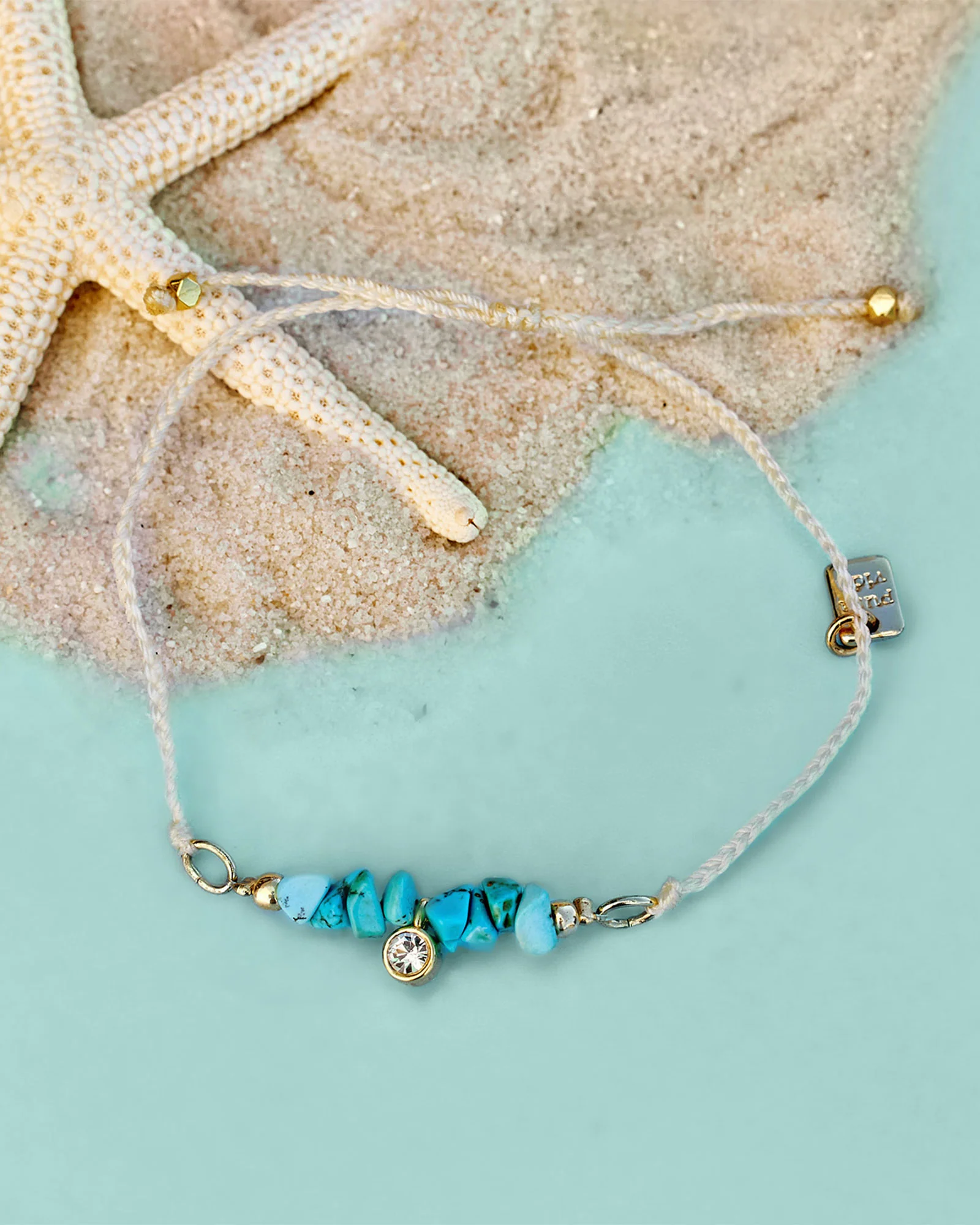 Dainty Turquoise Bead Charm Bracelet - Image 3