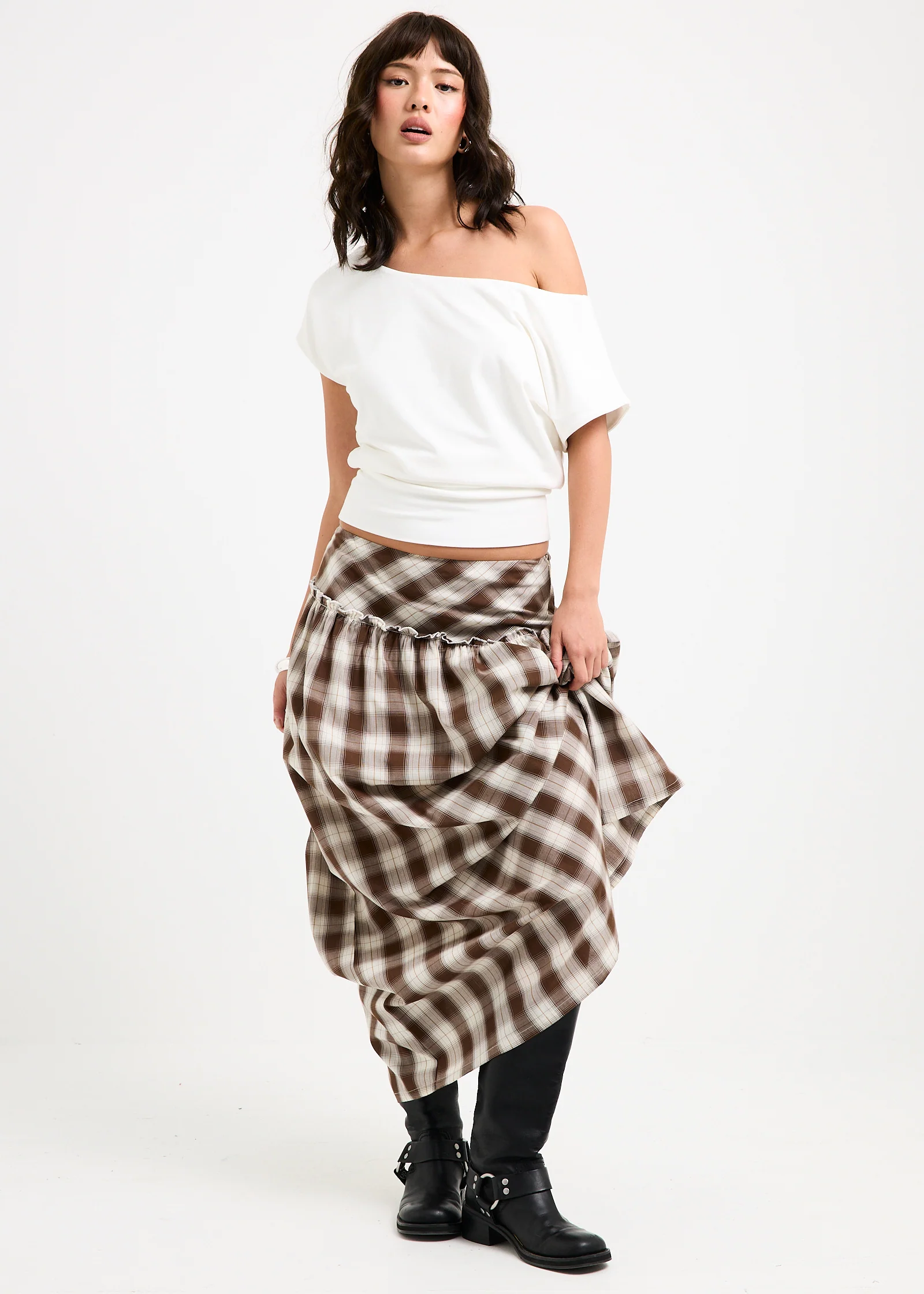 Dakota Gingham Yoke Maxi Skirt