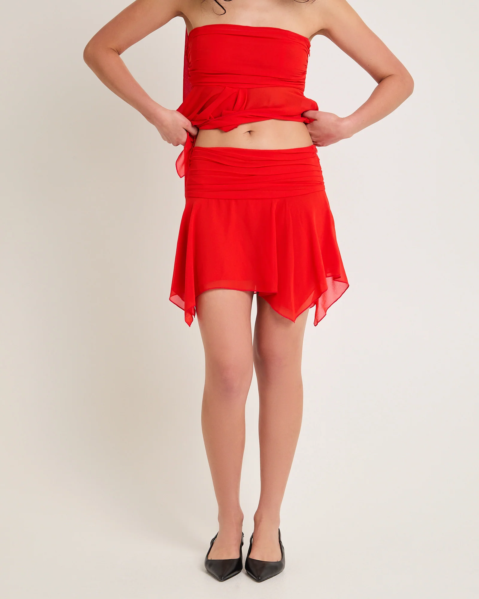 Daphony Chiffon Split Mini Skirt - Image 4
