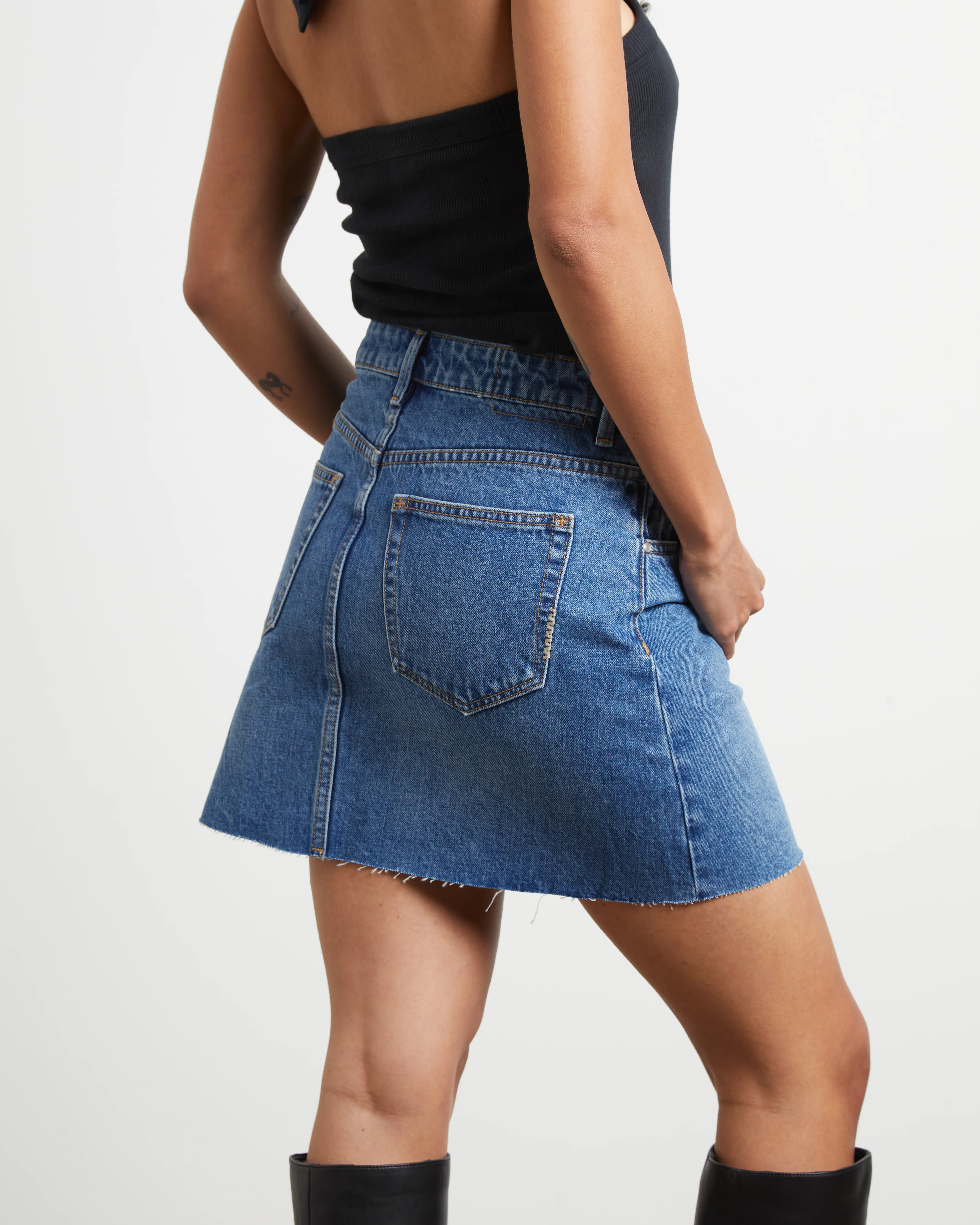 Darcy Denim Mini Skirt in Omen - Image 5