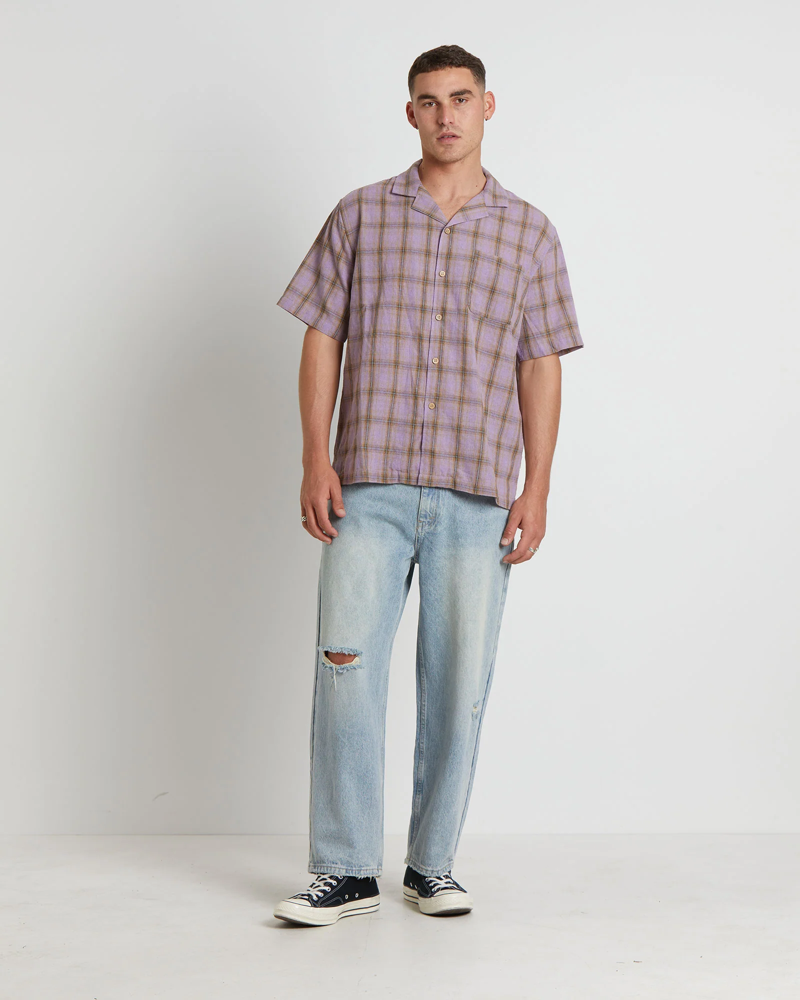 Dazed Check Short Sleeve Resort Shirt in Multi - Image 3