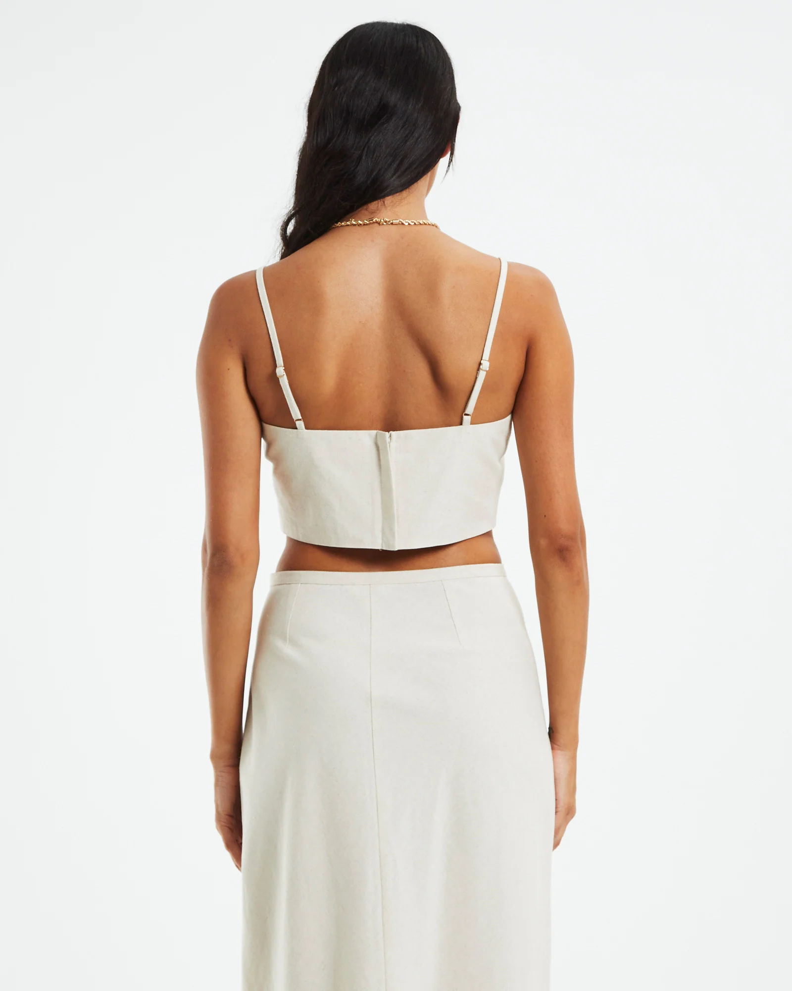 Delilah Linen Bandeau Top Oat Marle - Image 3