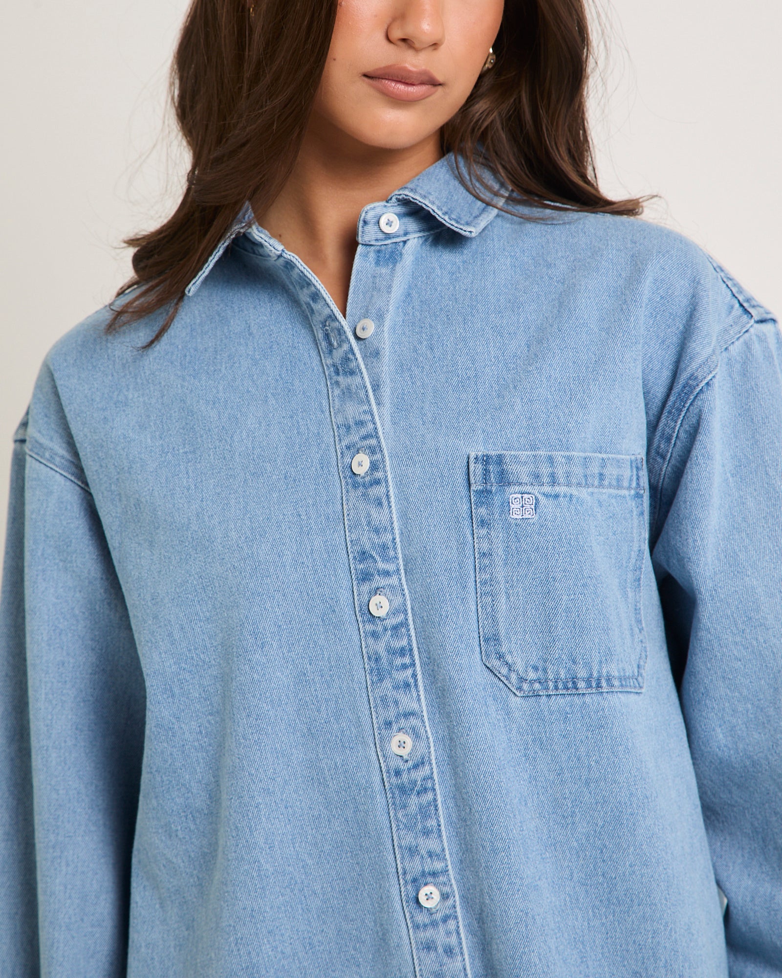 Delta Denim Oversized Long Sleeve Shirt - Image 6