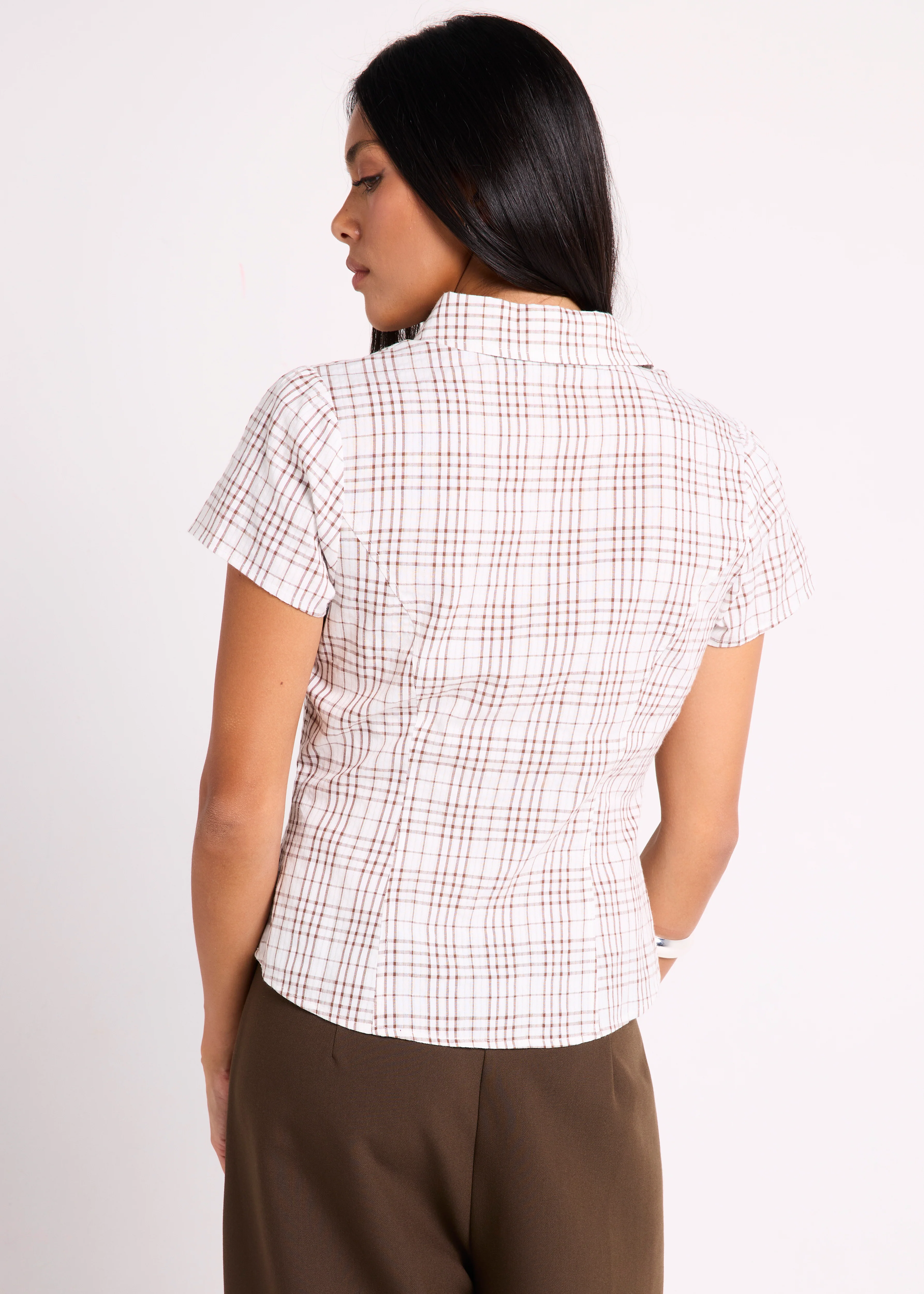 Devon Puckered Check Shirt - Image 4
