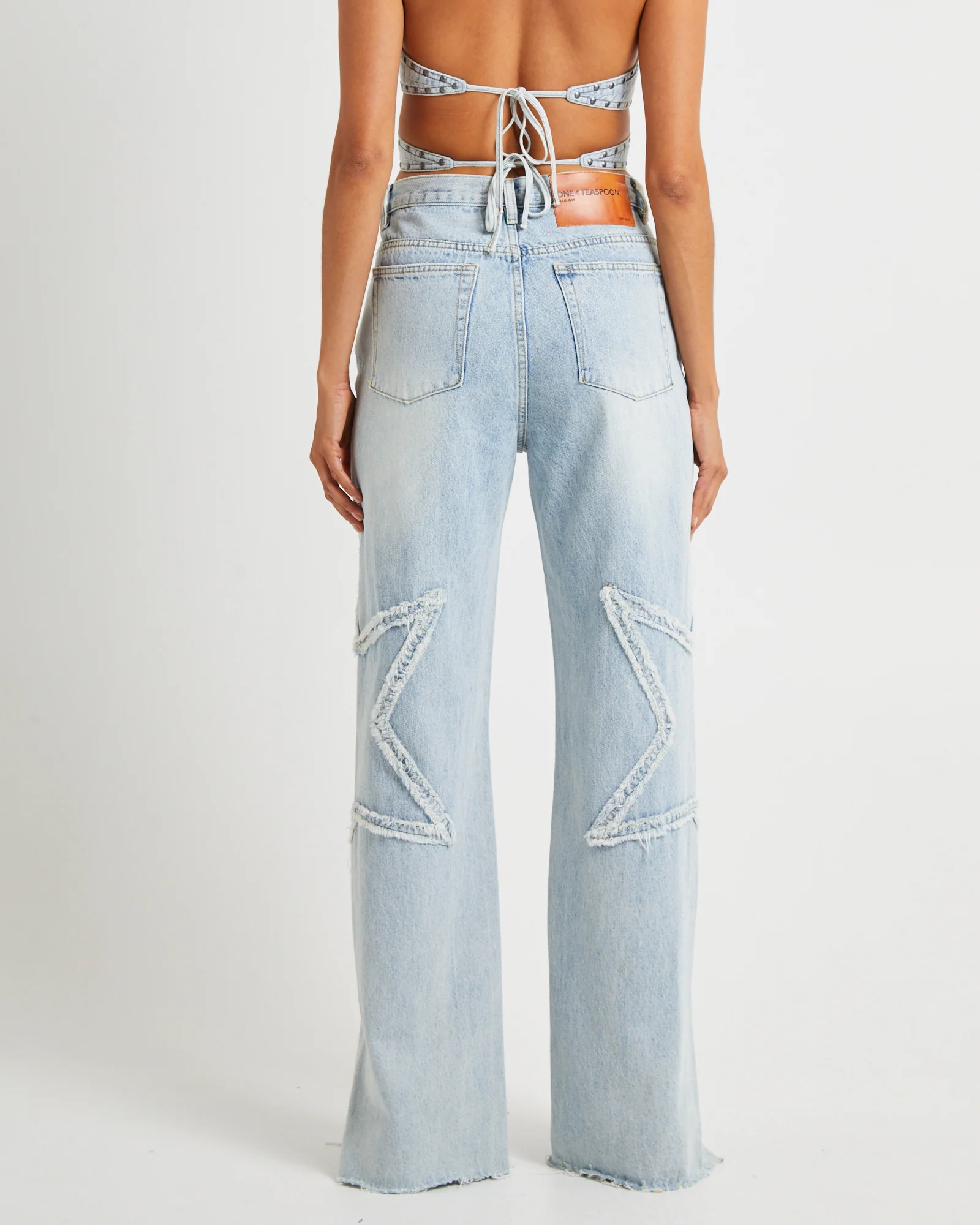 Diamonde Star Straight Leg Mid Waist Denim Billie Jeans - Image 2