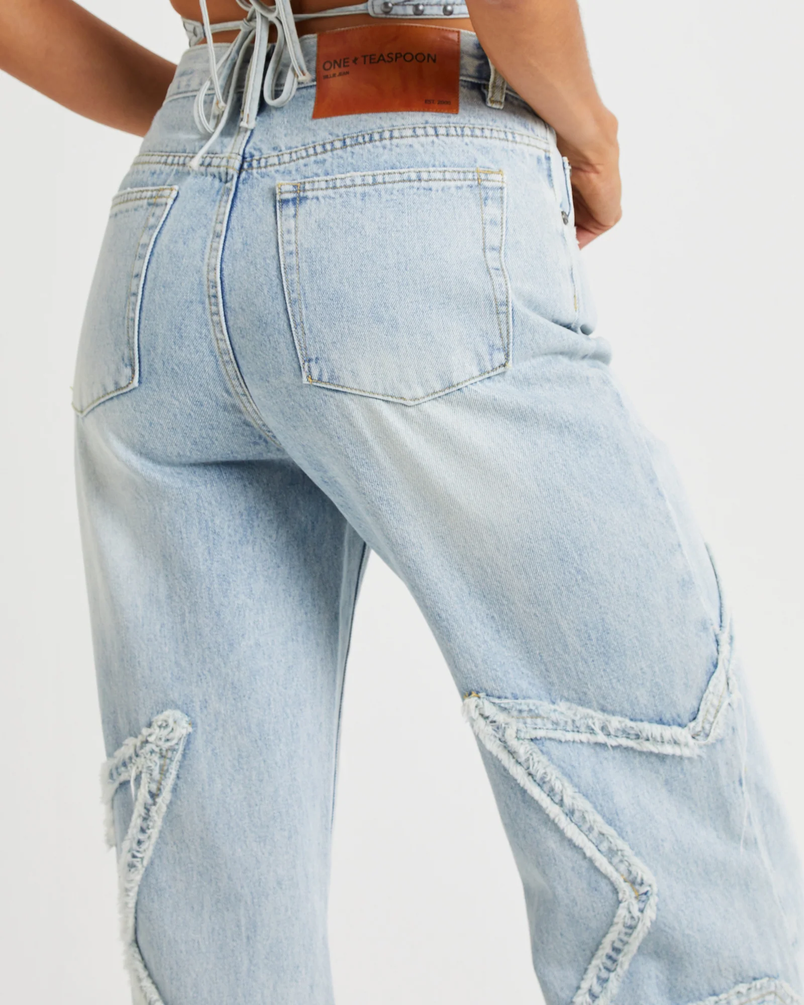 Diamonde Star Straight Leg Mid Waist Denim Billie Jeans - Image 5