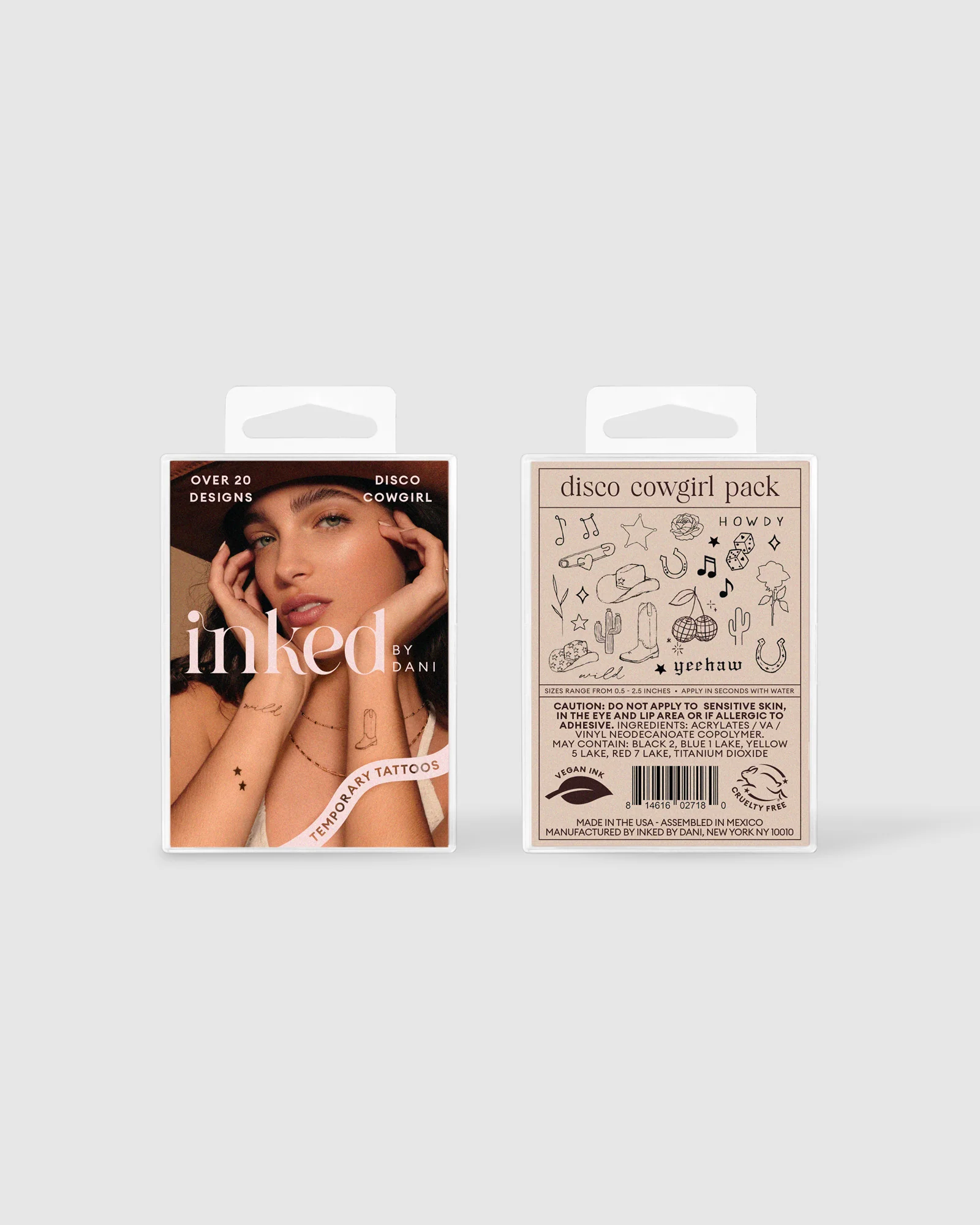 Disco Cowgirl Temporary Tattoo Pack