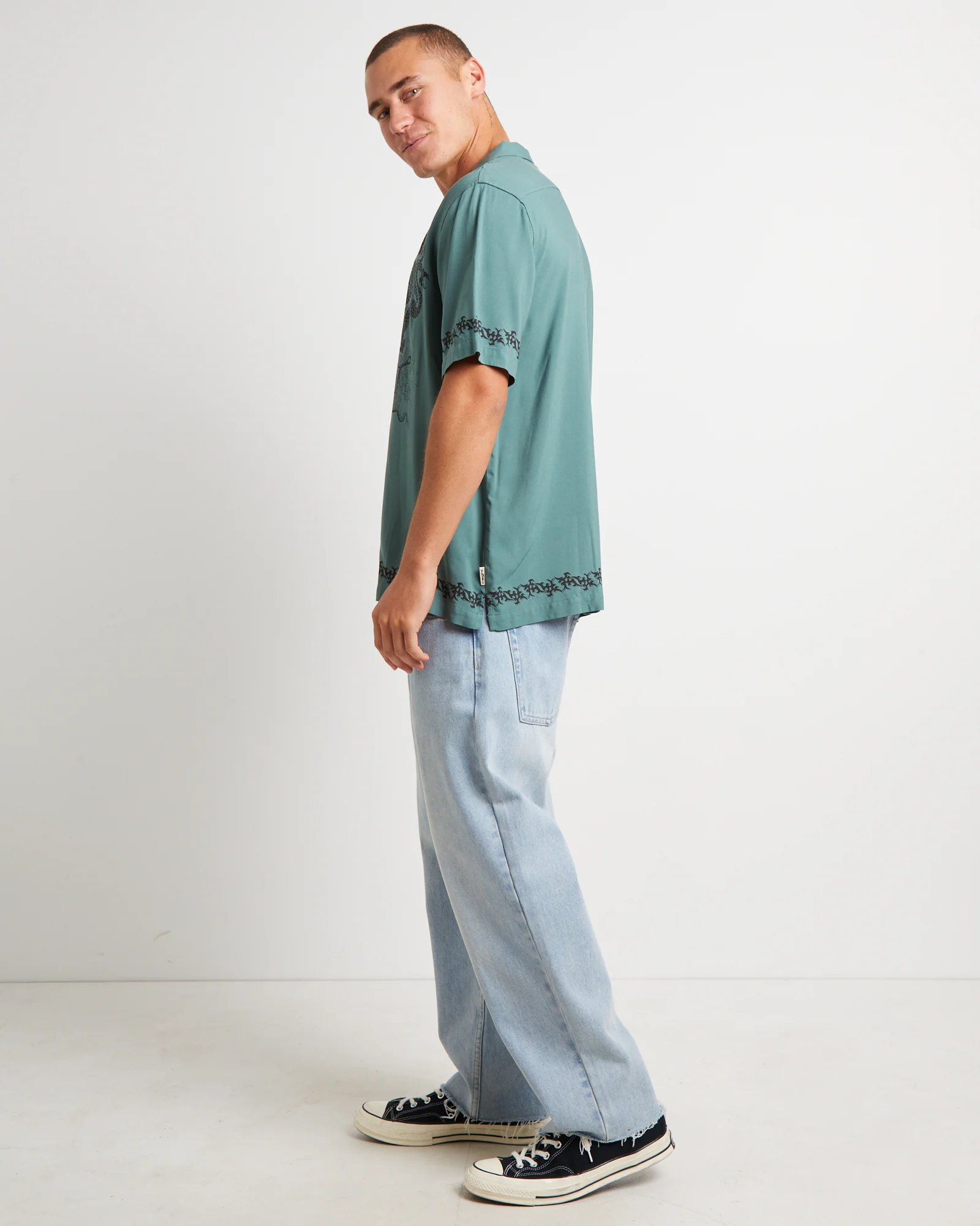 Draco Short Sleeve Resort Shirt in Teal - Image 4