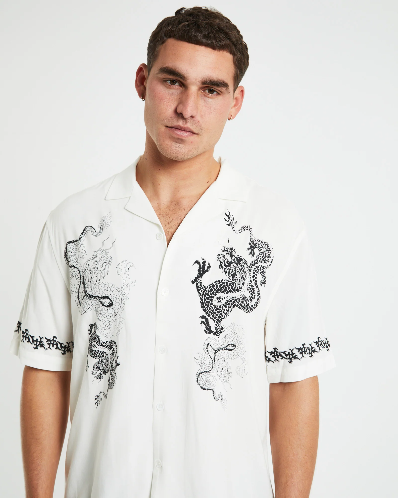 Draco Short Sleeve Resort Shirt in White - Image 5
