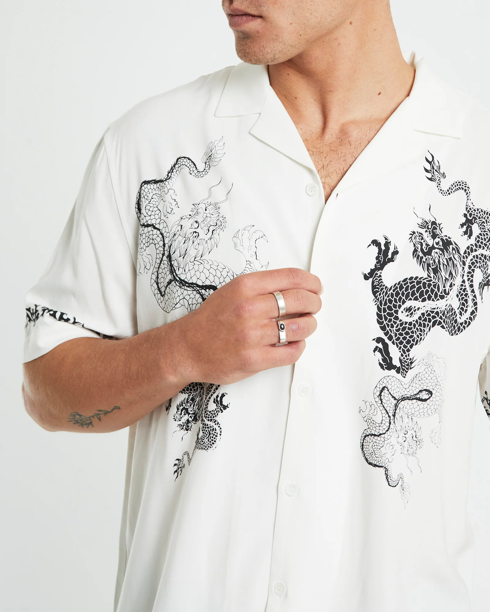 Draco Short Sleeve Resort Shirt in White - Image 6