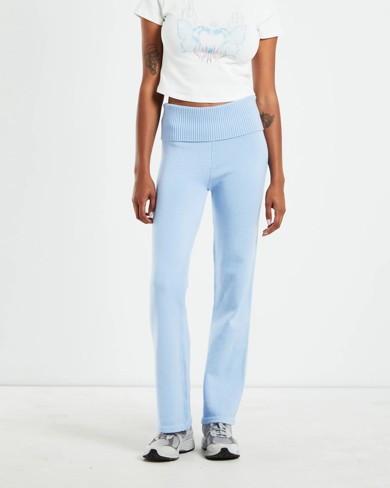 Effie Low Rise Knit Pants Blue