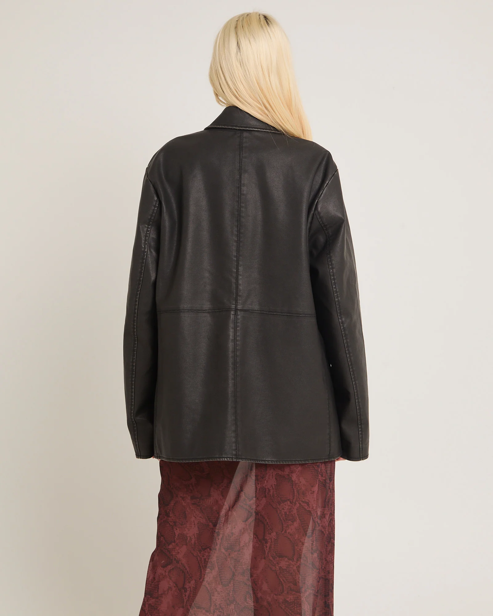 Esme Boxy Leather Look Blazer - Image 5