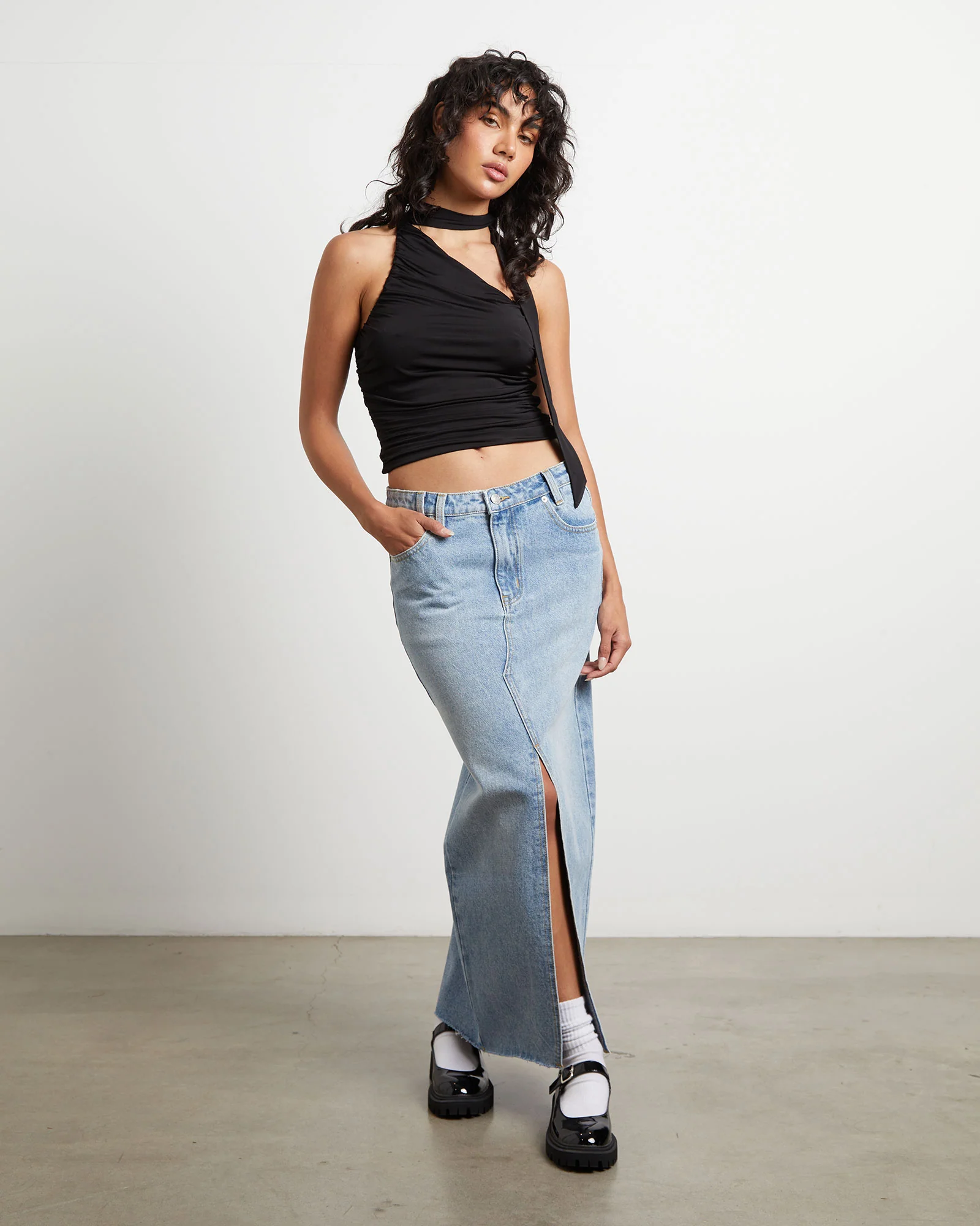Eva Maxi Denim Skirt Hacker Blue