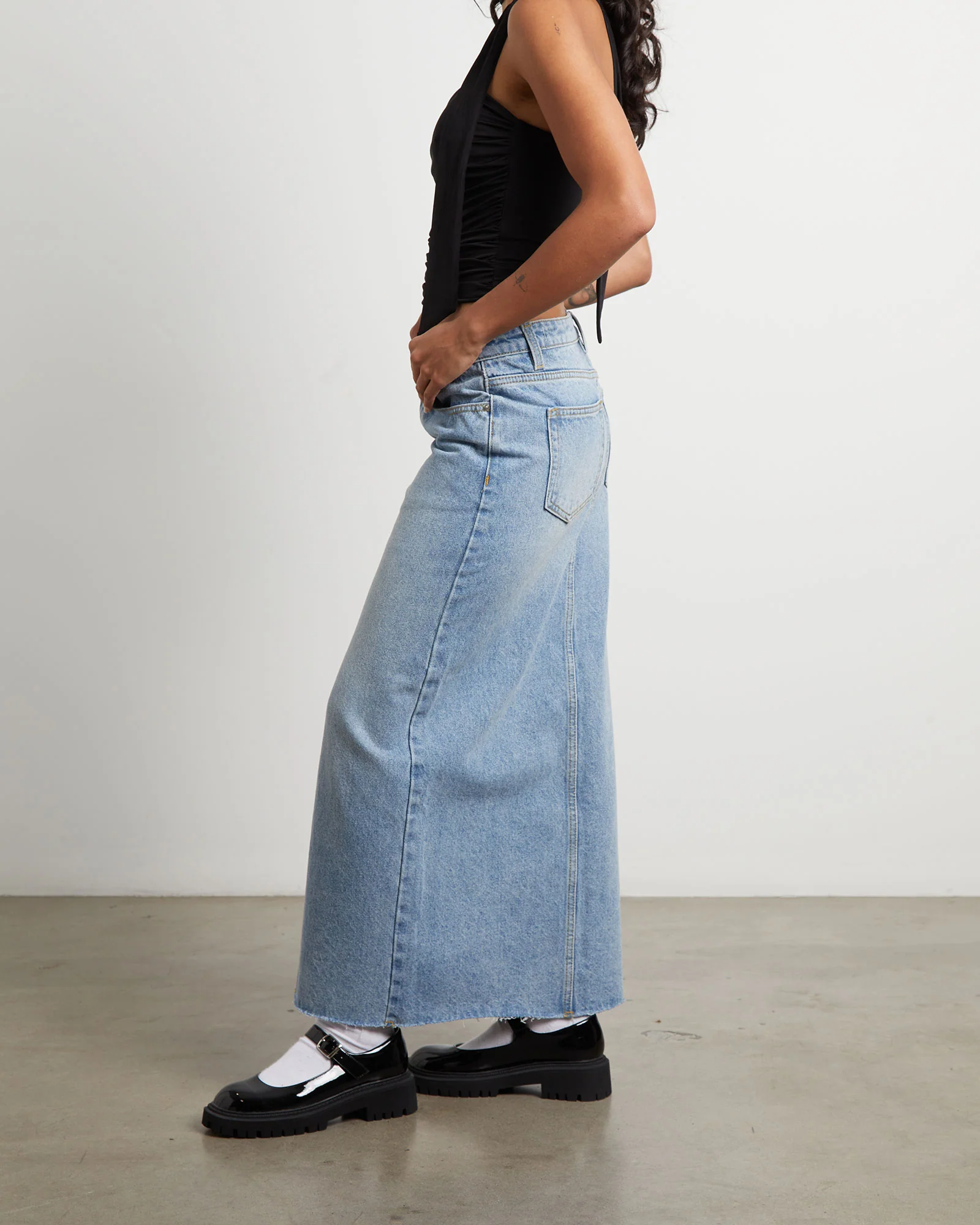 Eva Maxi Denim Skirt Hacker Blue - Image 4