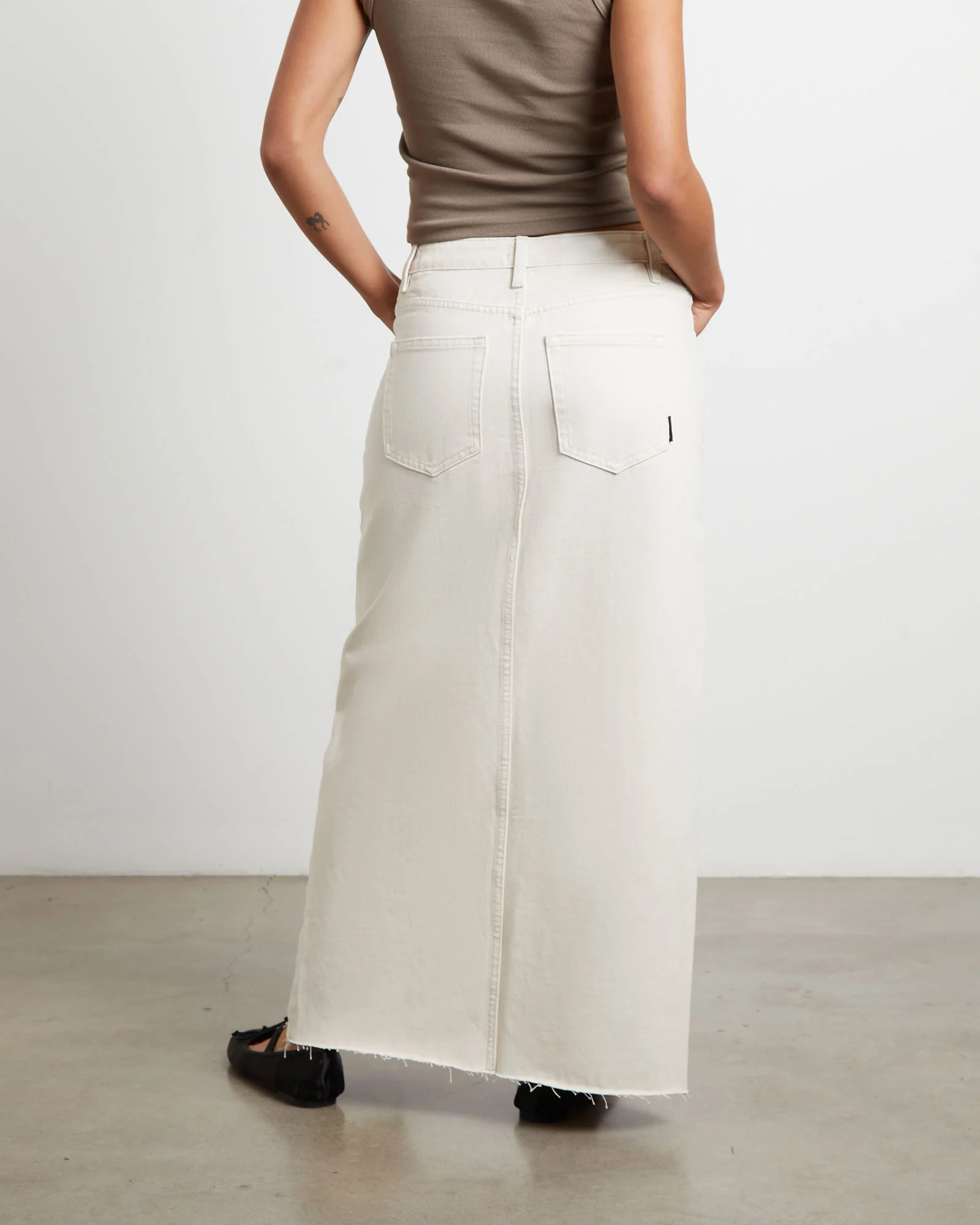 Eva Maxi Denim Skirt in Chalk - Image 2