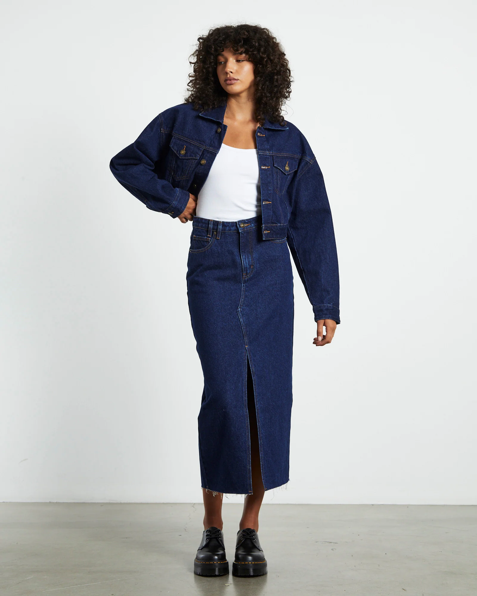 Eva Maxi Denim Skirt Ink Blue - Image 3