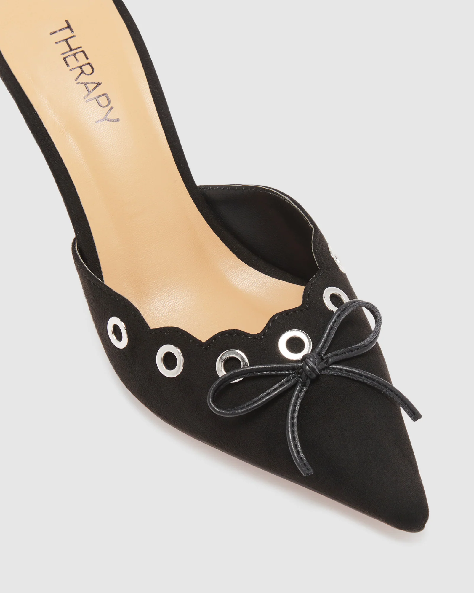 Eyelet Kitten Heels in Black - Image 2