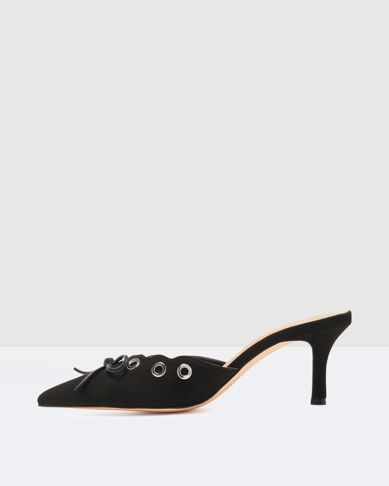 Eyelet Kitten Heels in Black - Image 3