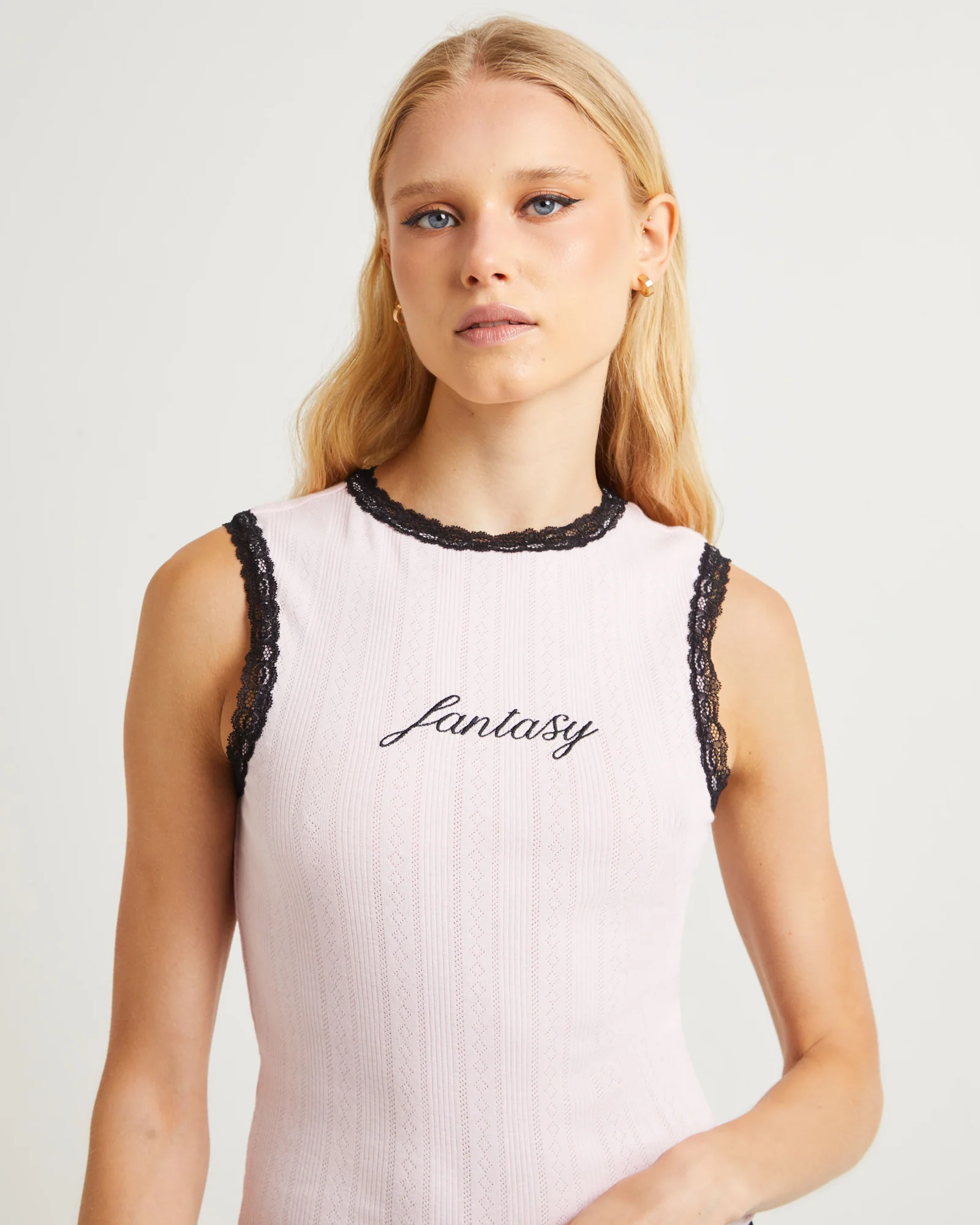 Fantasy Pointelle Tank Top Pink - Image 5