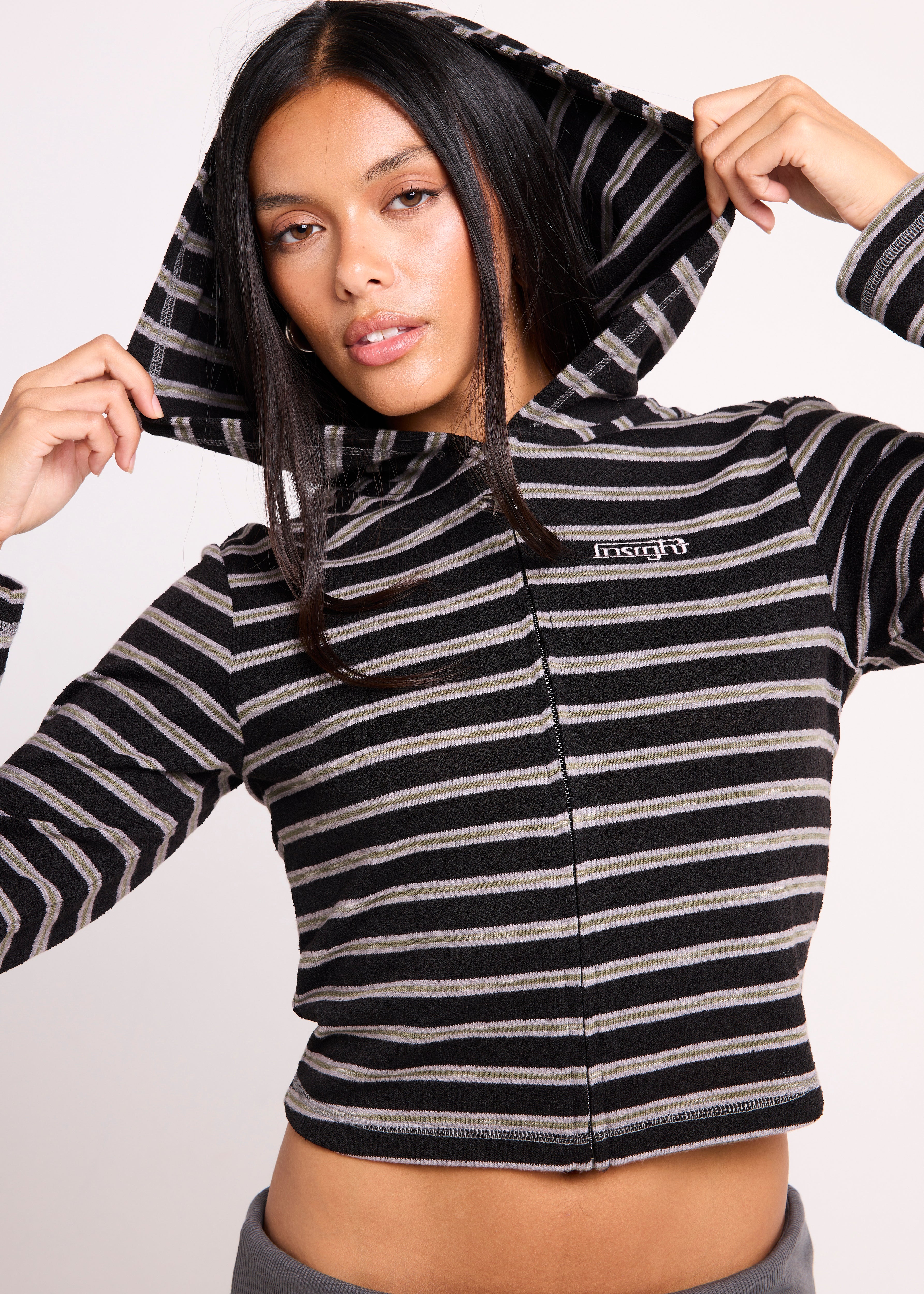 Farrah Stripe Zip Hoody