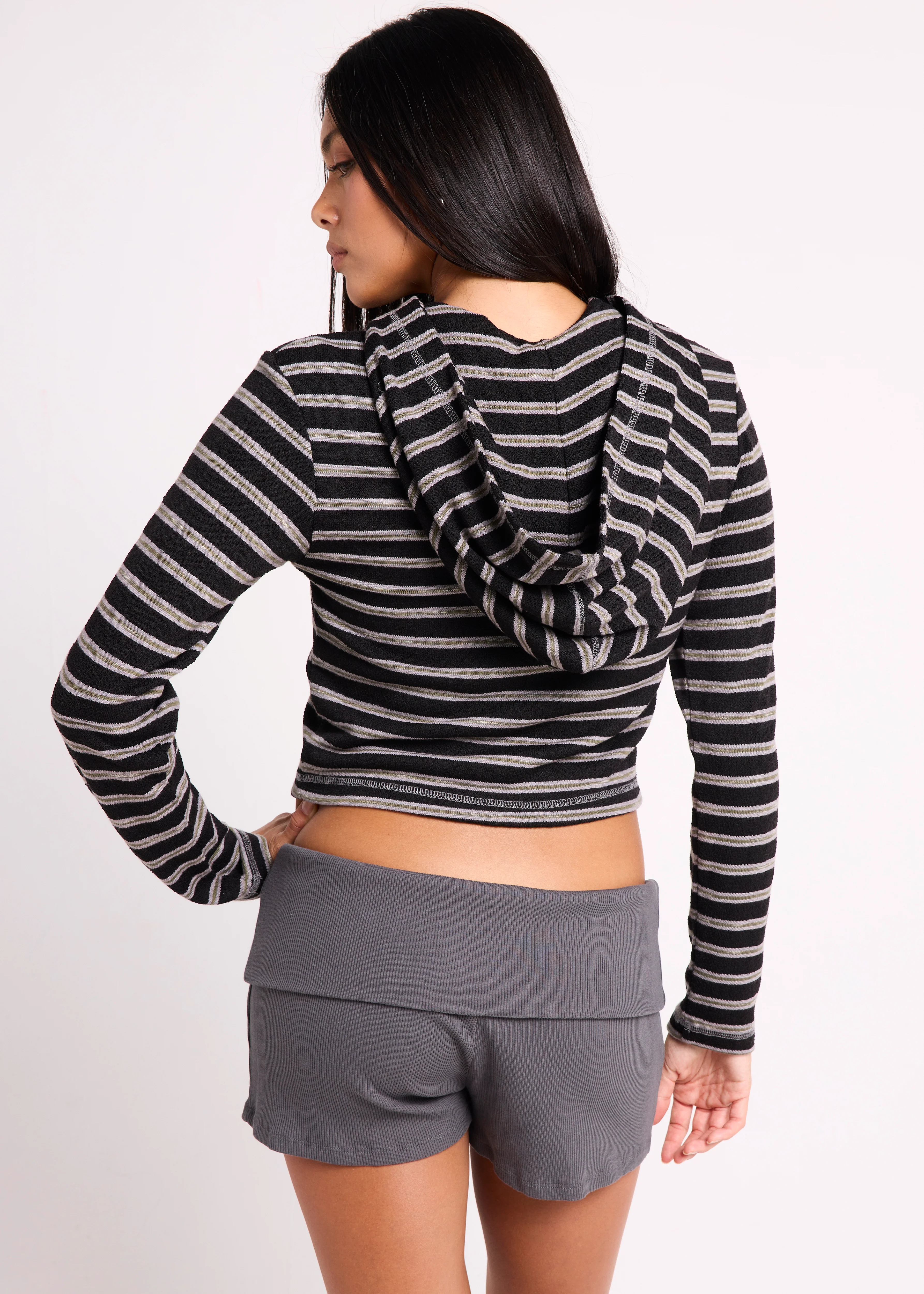 Farrah Stripe Zip Hoody - Image 3