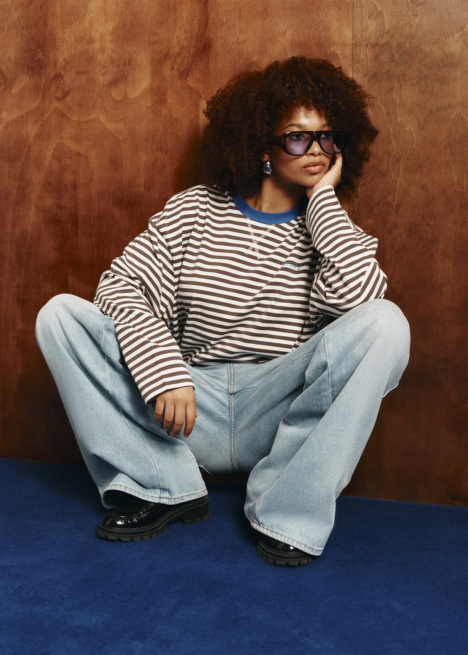 Fez Wide Leg Flare Denim Pants - Image 5