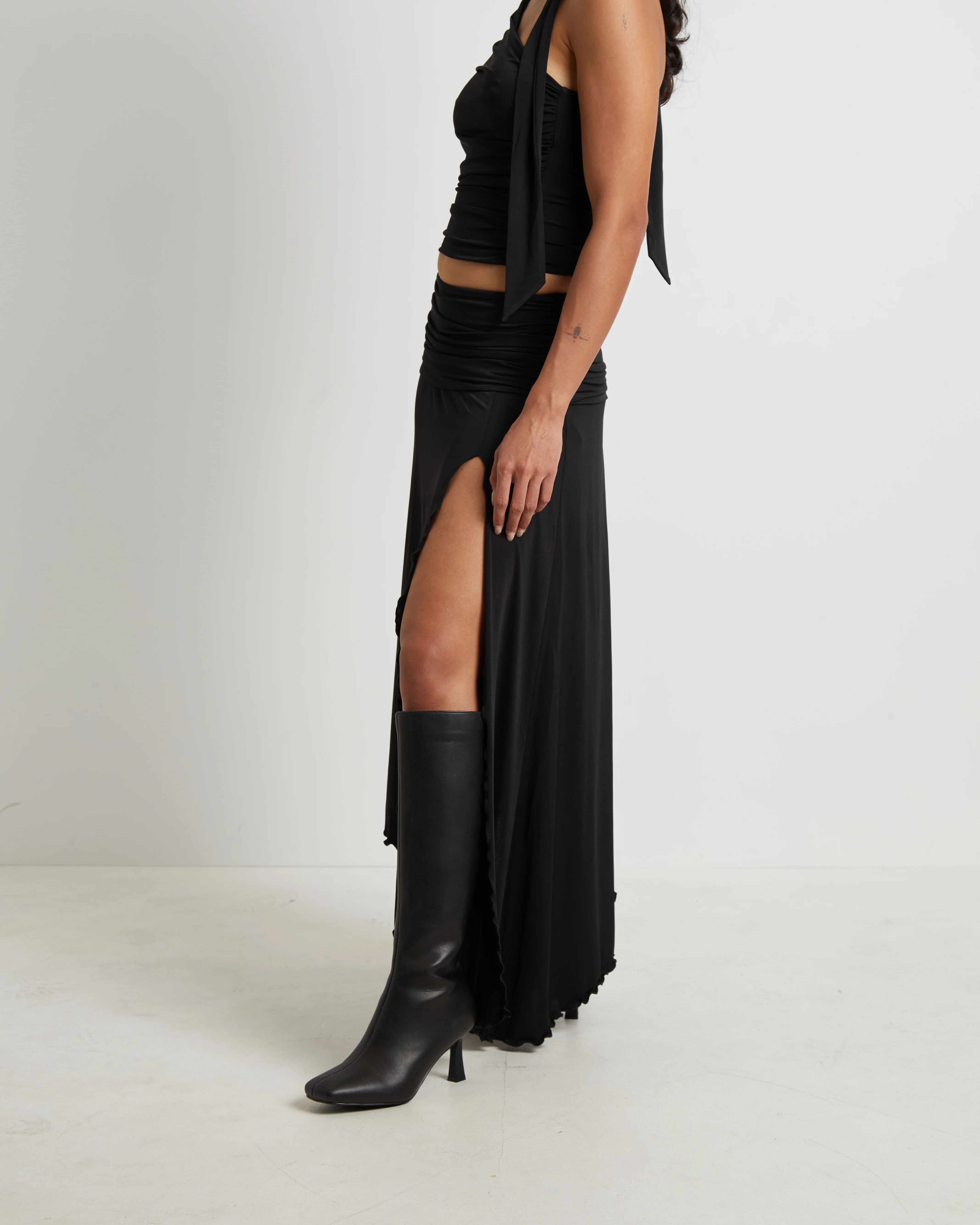 Florence Fairy Hem Maxi Skirt in Black - Image 4