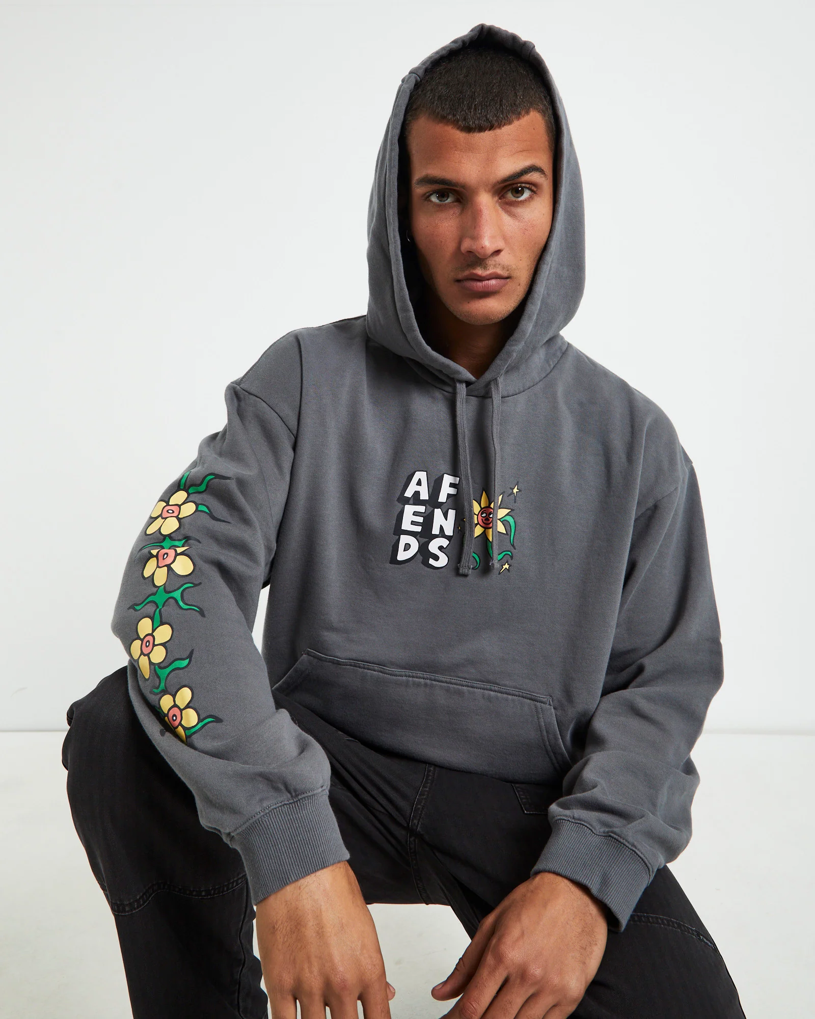 Flowerbed Recycled Pull On Hoodie Steel Grey - Image 6