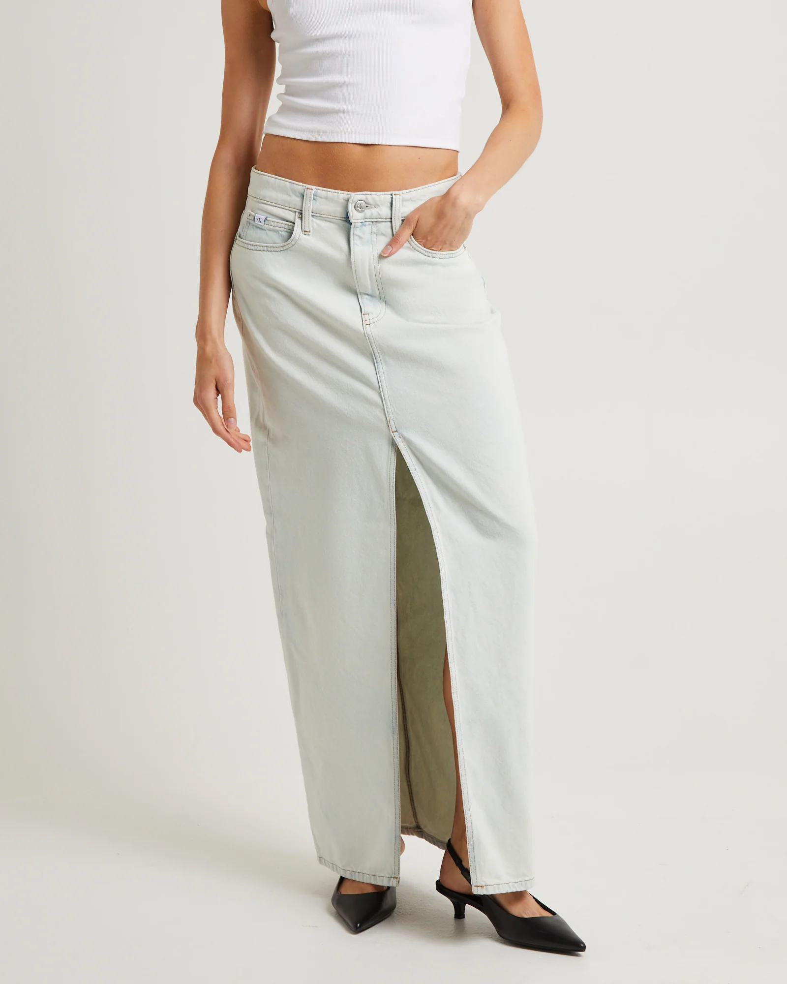Front Split Denim Maxi Skirt - Image 2