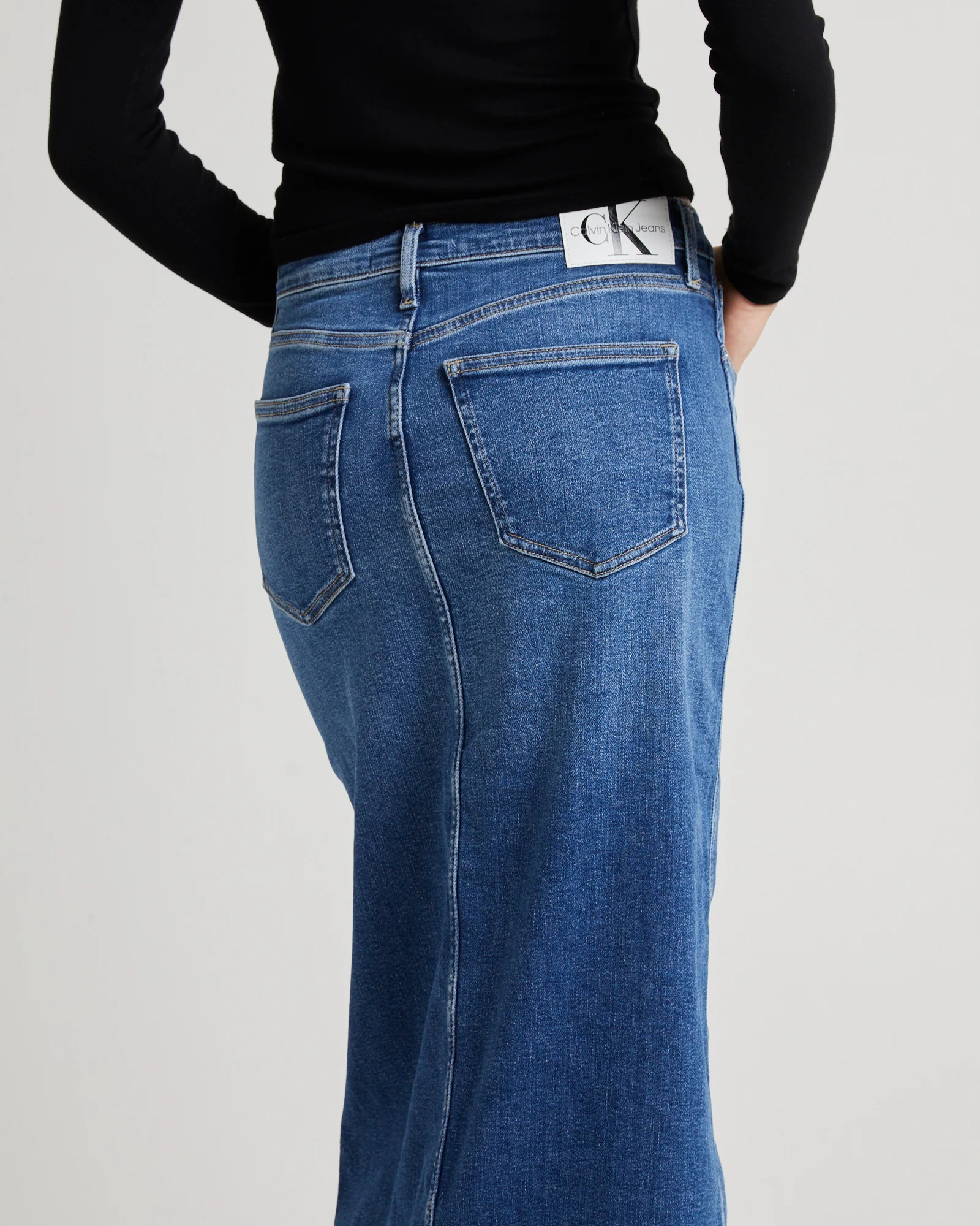 Front Split Hem Denim Maxi Skirt - Image 5