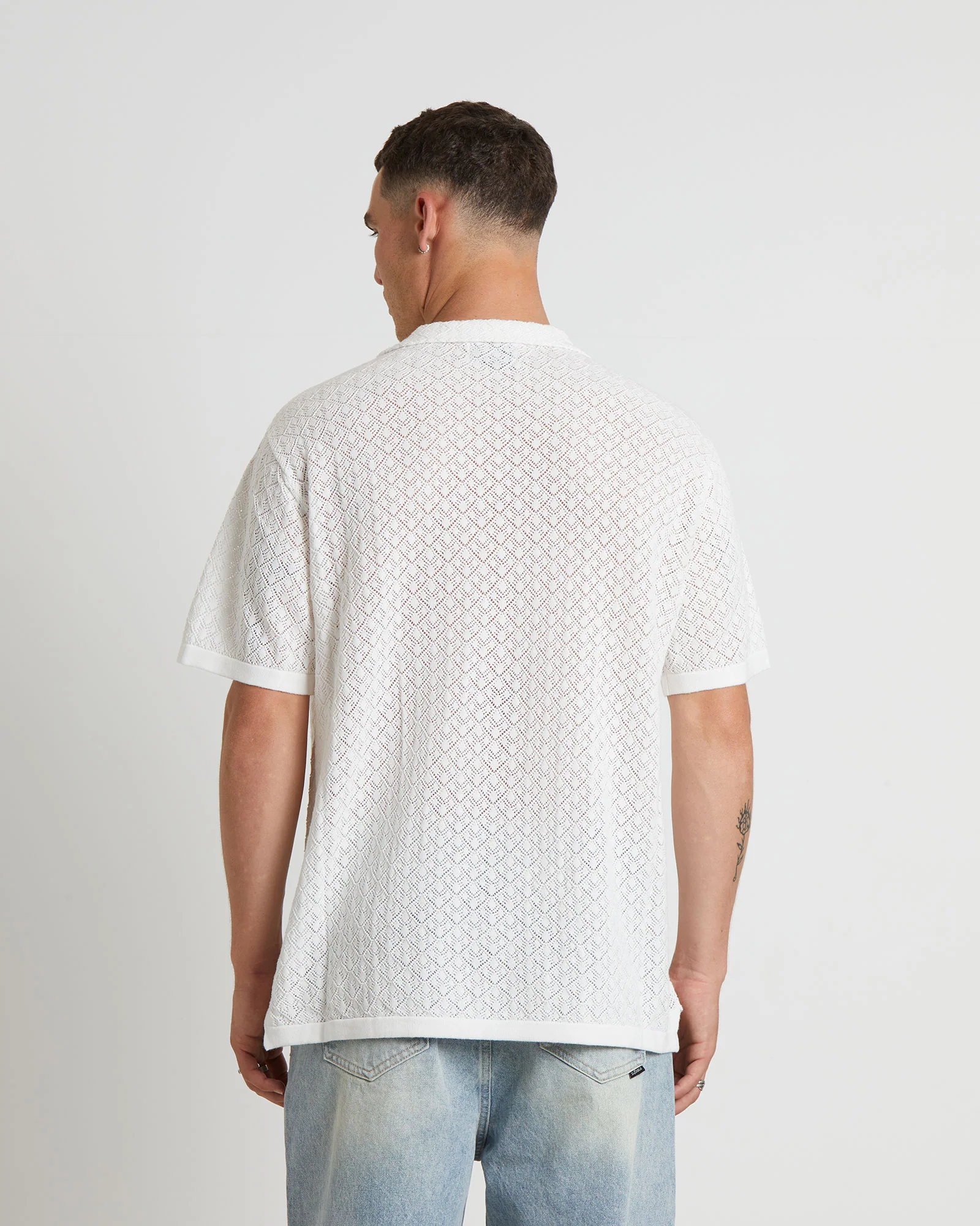 Fugar Knitted Short Sleeve Resort Shirt in White - Image 2